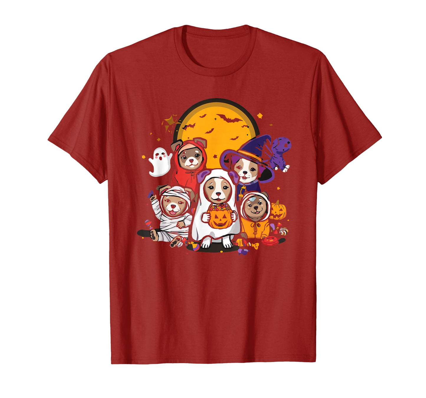 Cute Mummy Witch Ghost Halloween Dog Costume Men Women Kids T-Shirt