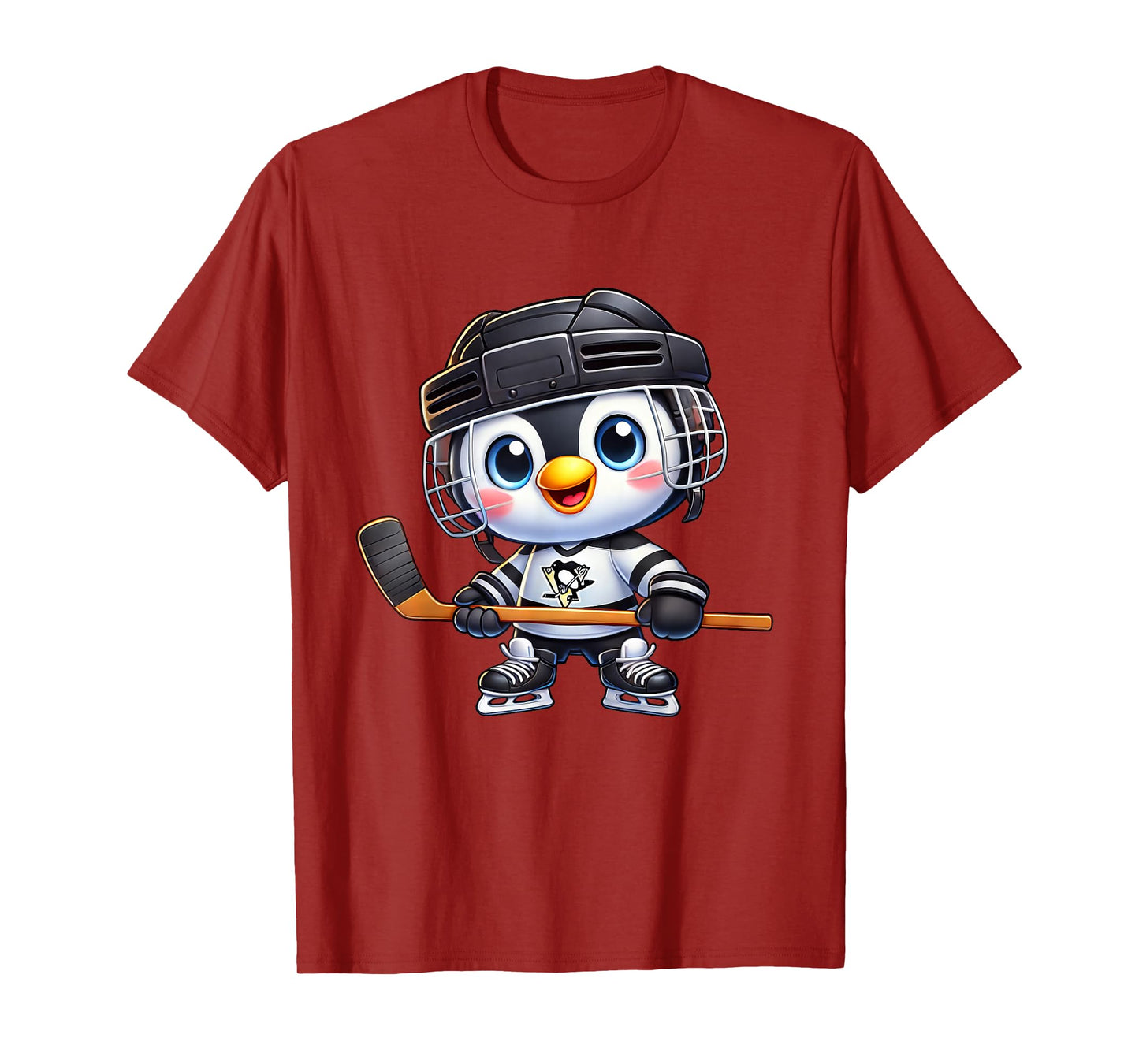 Cartoon Penguin Hockey Player Ice Hockey T-Shirt