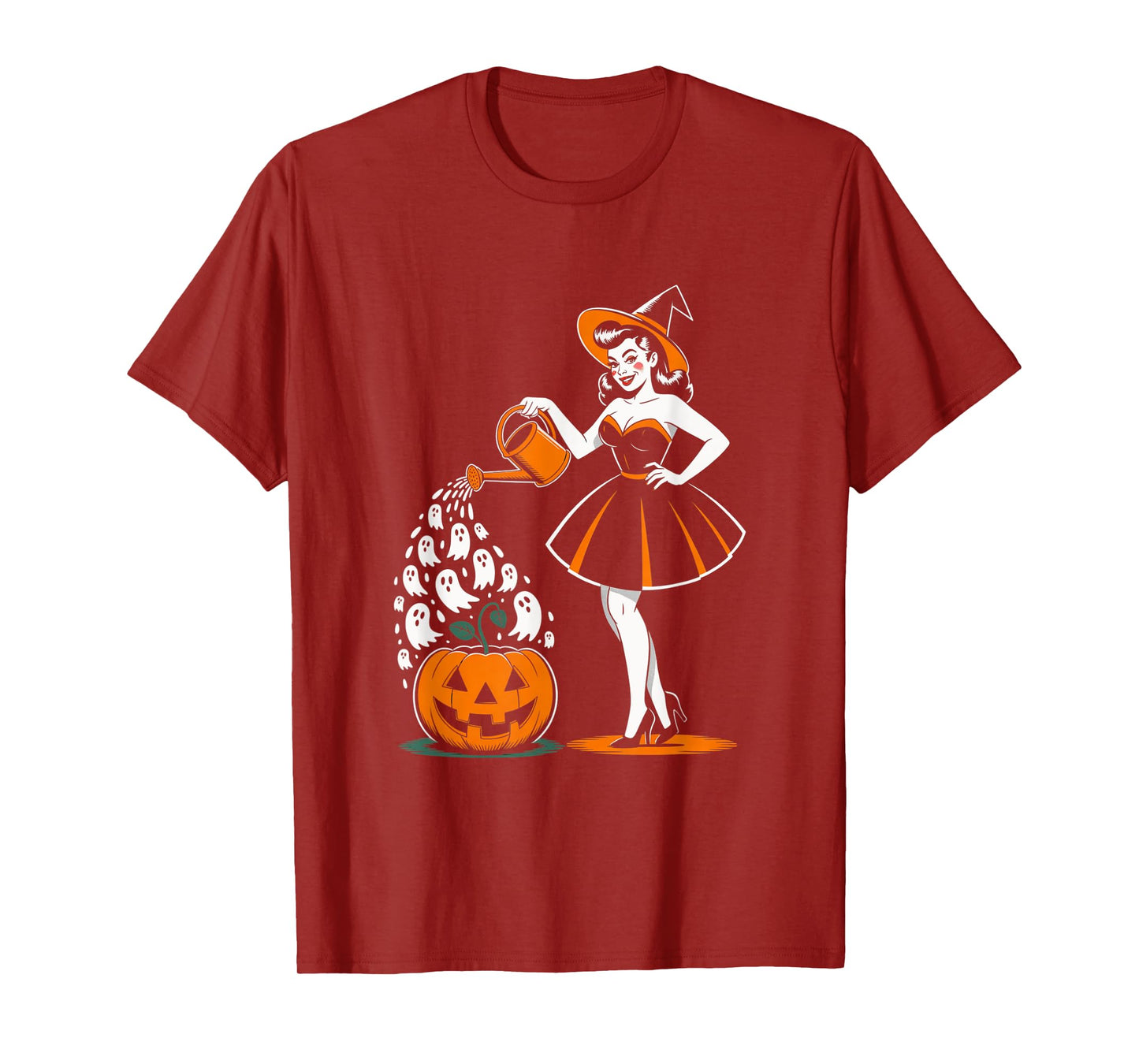 Retro Halloween Pinup Witch 1950s Style Spooky Pin-Up Girl T-Shirt
