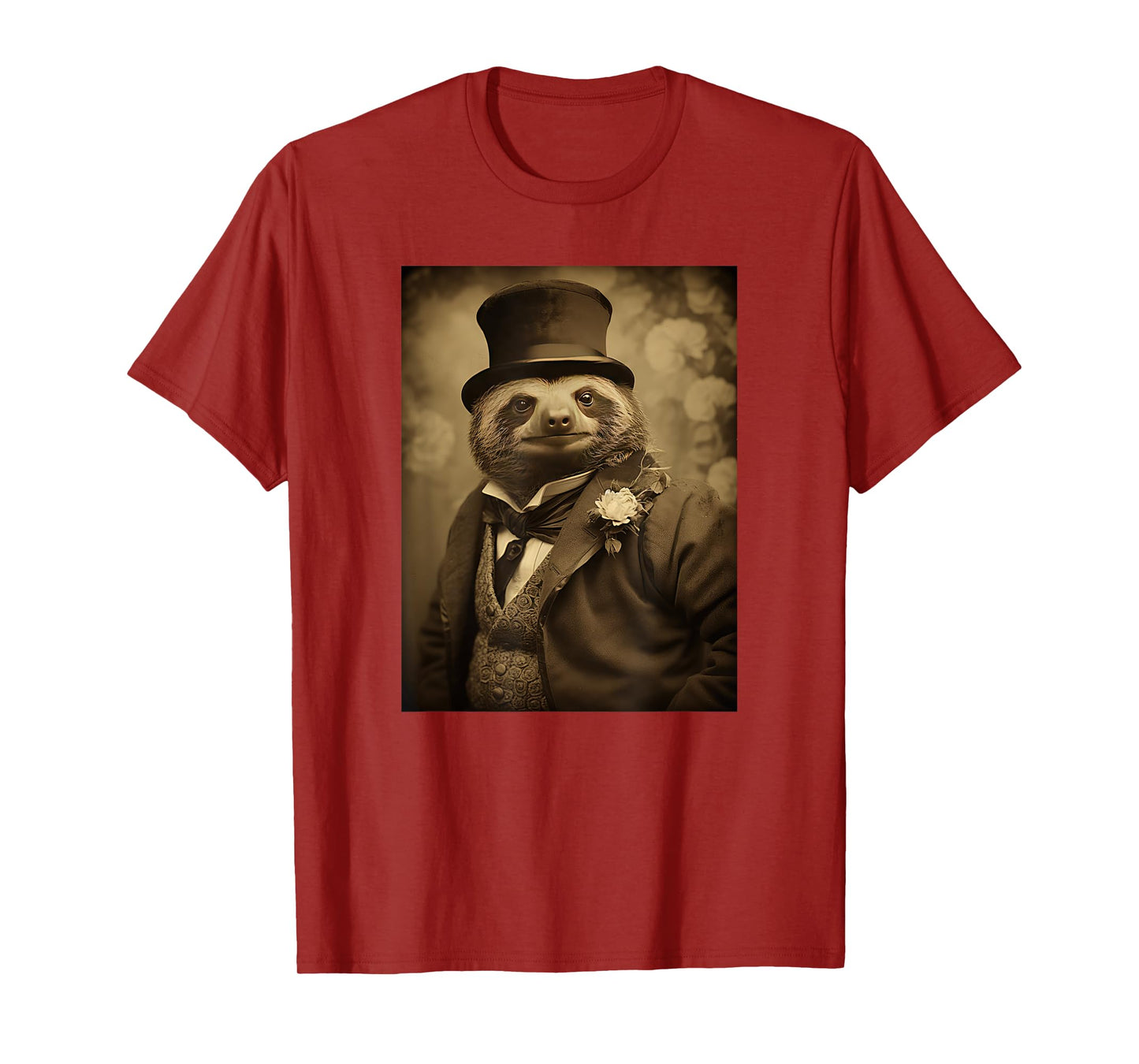 Funny Sloth Photo Victorian Animal Portrait Vintage Sloth T-Shirt