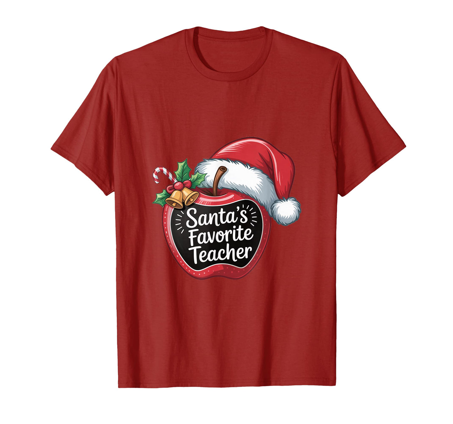 Santa’s Teacher Apple Holiday Design T-Shirt