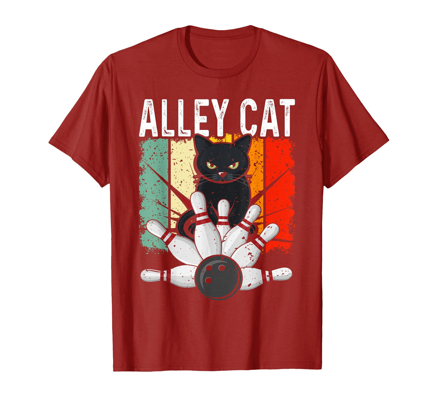 Retro Bowling Vintage Bowler Alley Cat Vintage T-Shirt