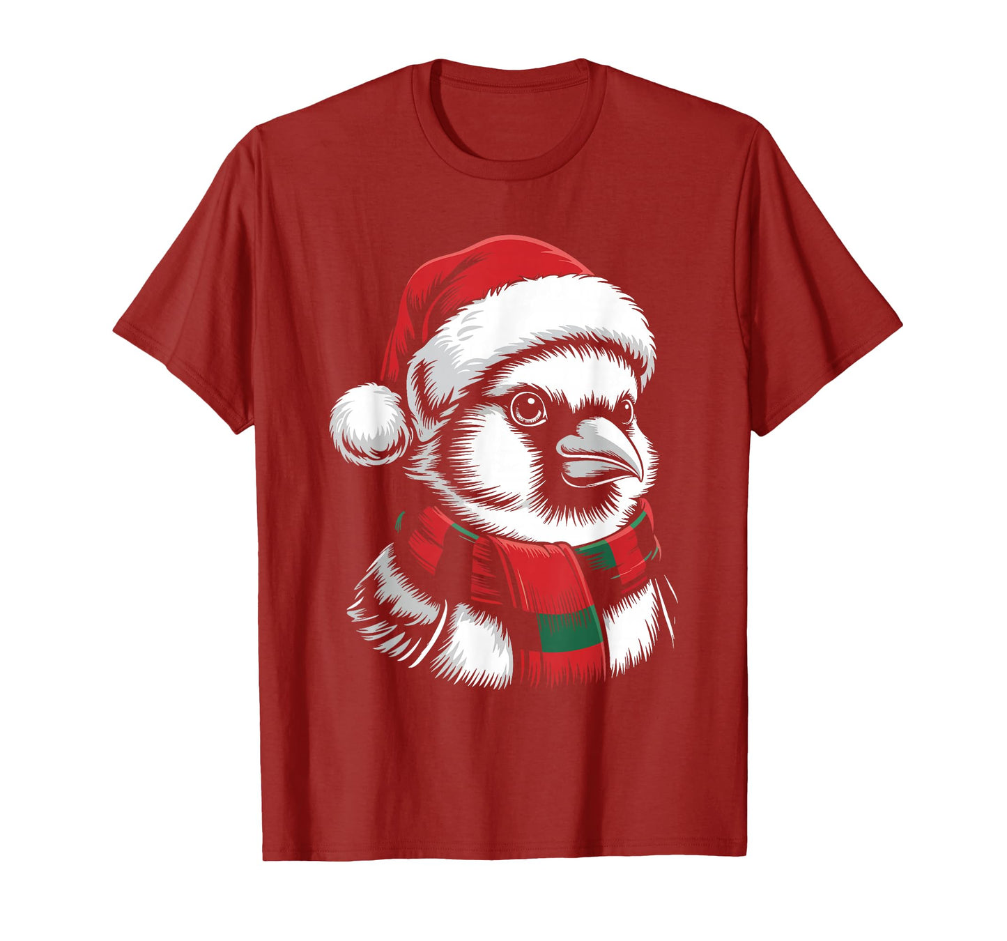 Cardinal Bird Xmas Santa Hat Scarf Christmas Costume T-Shirt