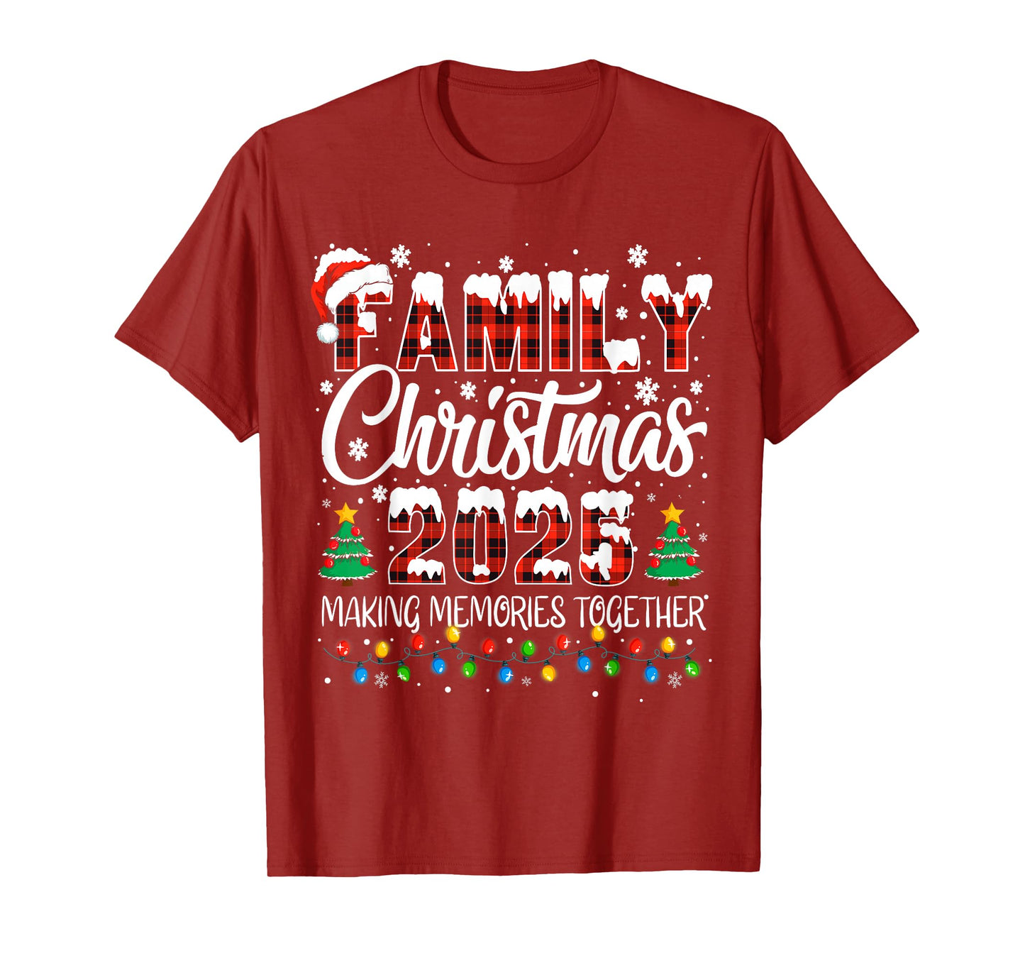 Family Christmas 2025 Matching Squad Santa Red Plaid Xmas T-Shirt