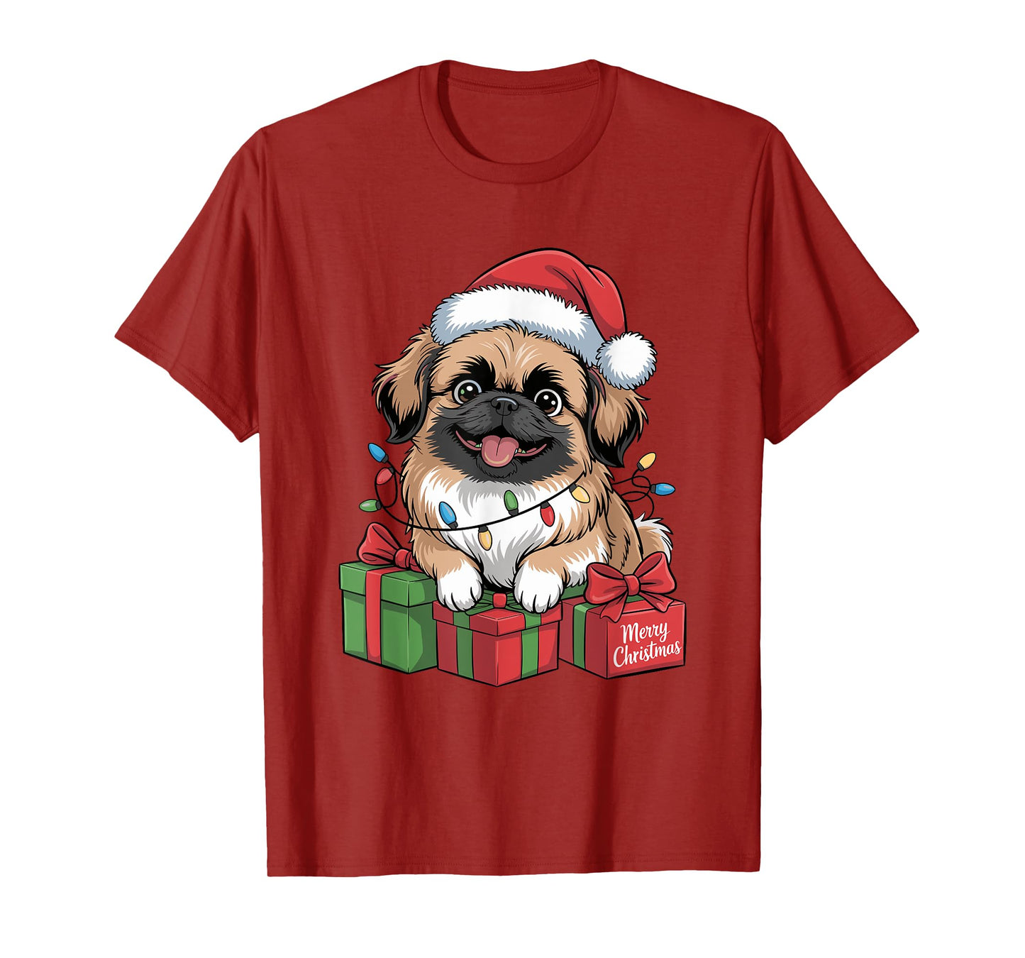 Cute Pekingese Christmas Xmas Design Funny Dog Lover Holiday T-Shirt