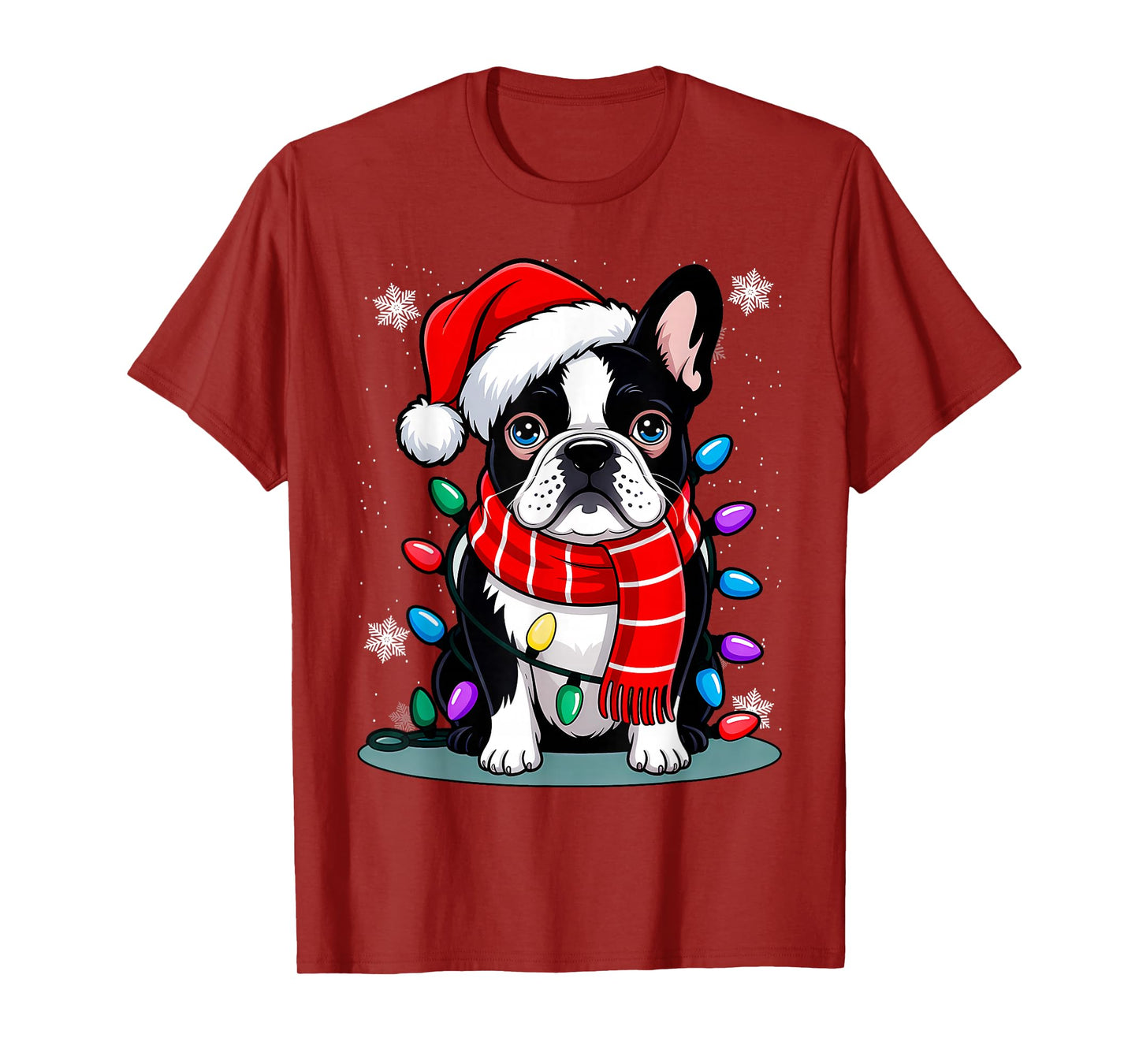 Christmas Santa Dog, Boston Terrier, Dog Lovers, Xmas T-Shirt