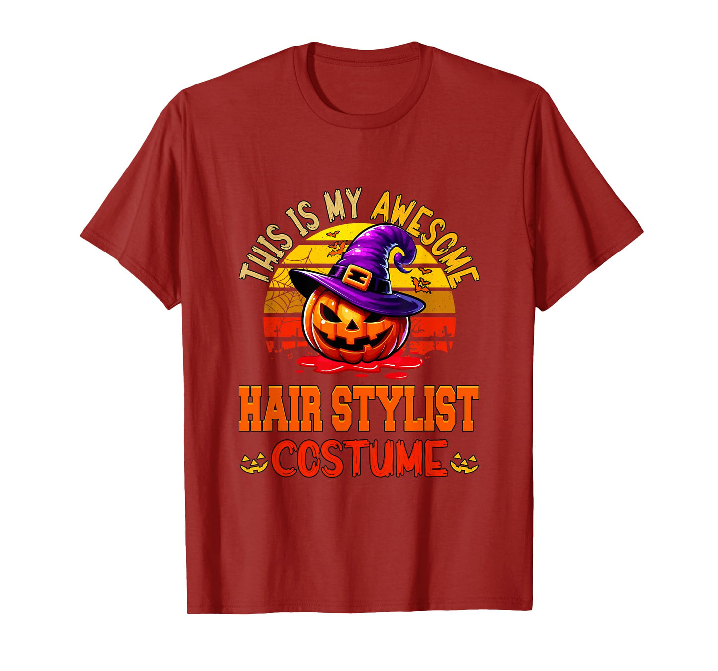 Vintage My Awesome Hair Stylist Costume Witch Carved Pumpkin T-Shirt