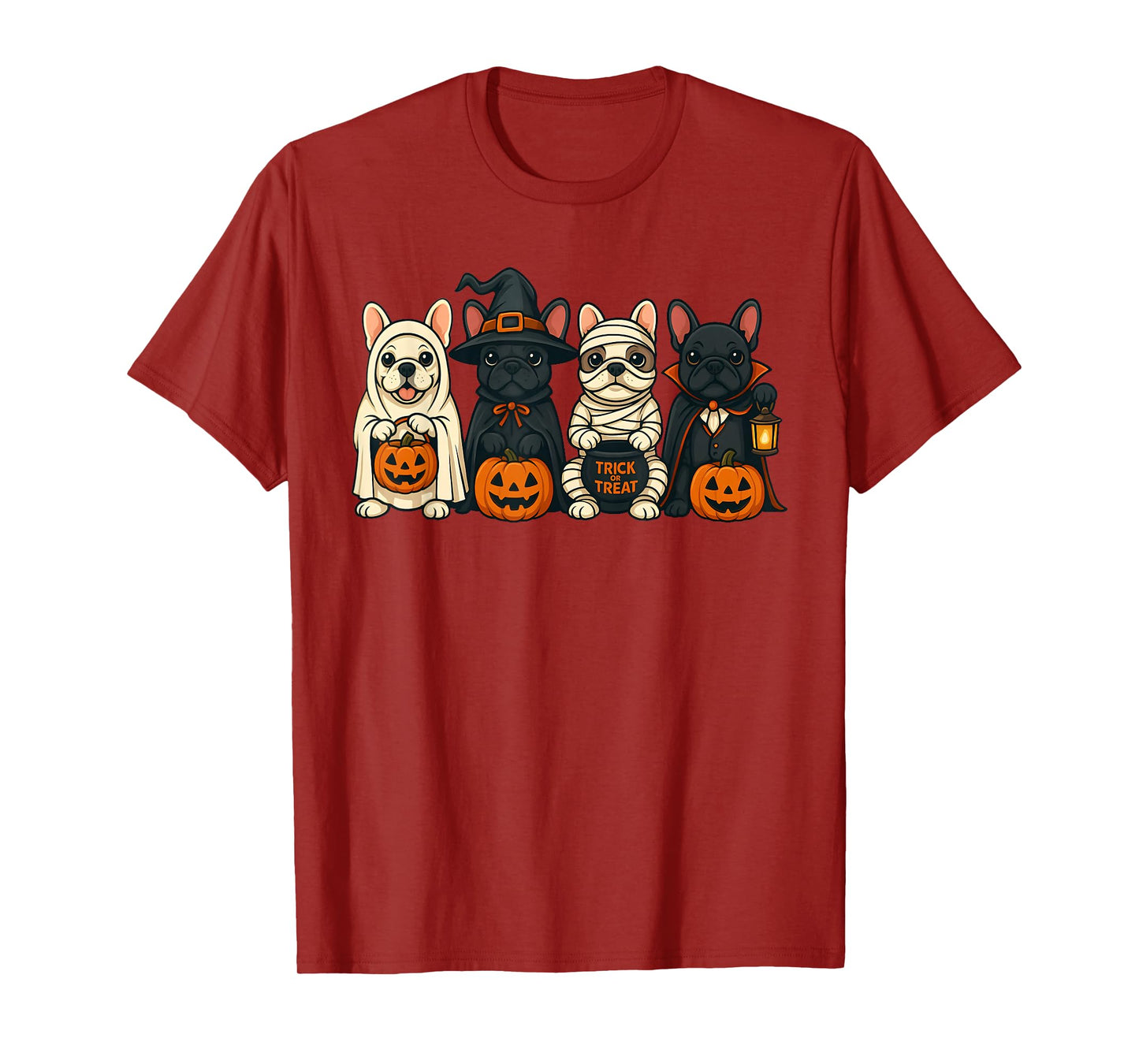 French Bulldog Ghost Witch Pumpkins Halloween Dog Costume T-Shirt