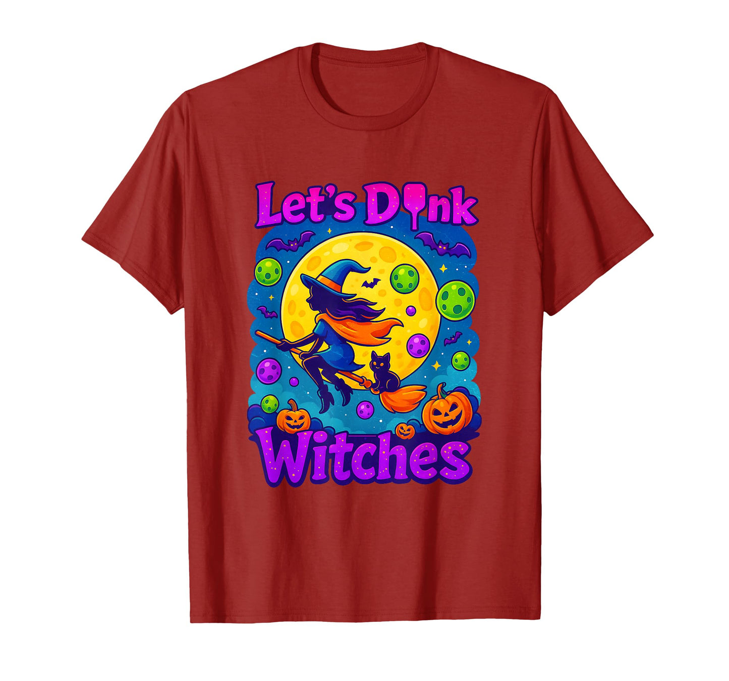 Pickleball Halloween Dink Witch Sport Player Court Paddles T-Shirt