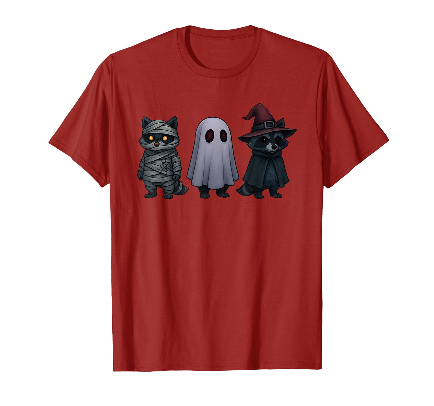 Spooky and Feral Funny Witch Ghost Raccoon Halloween Costume T-Shirt