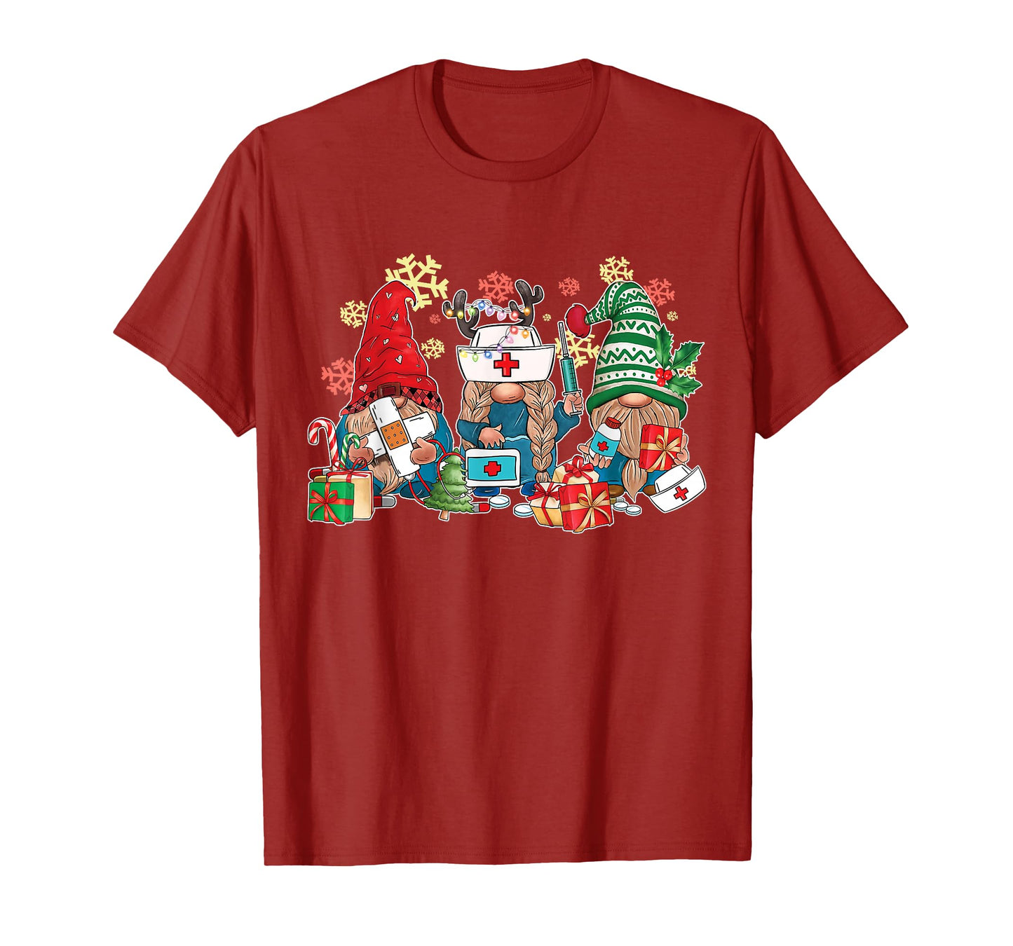 Gnome Christmas Nurse Men Women Xmas Santa T-Shirt
