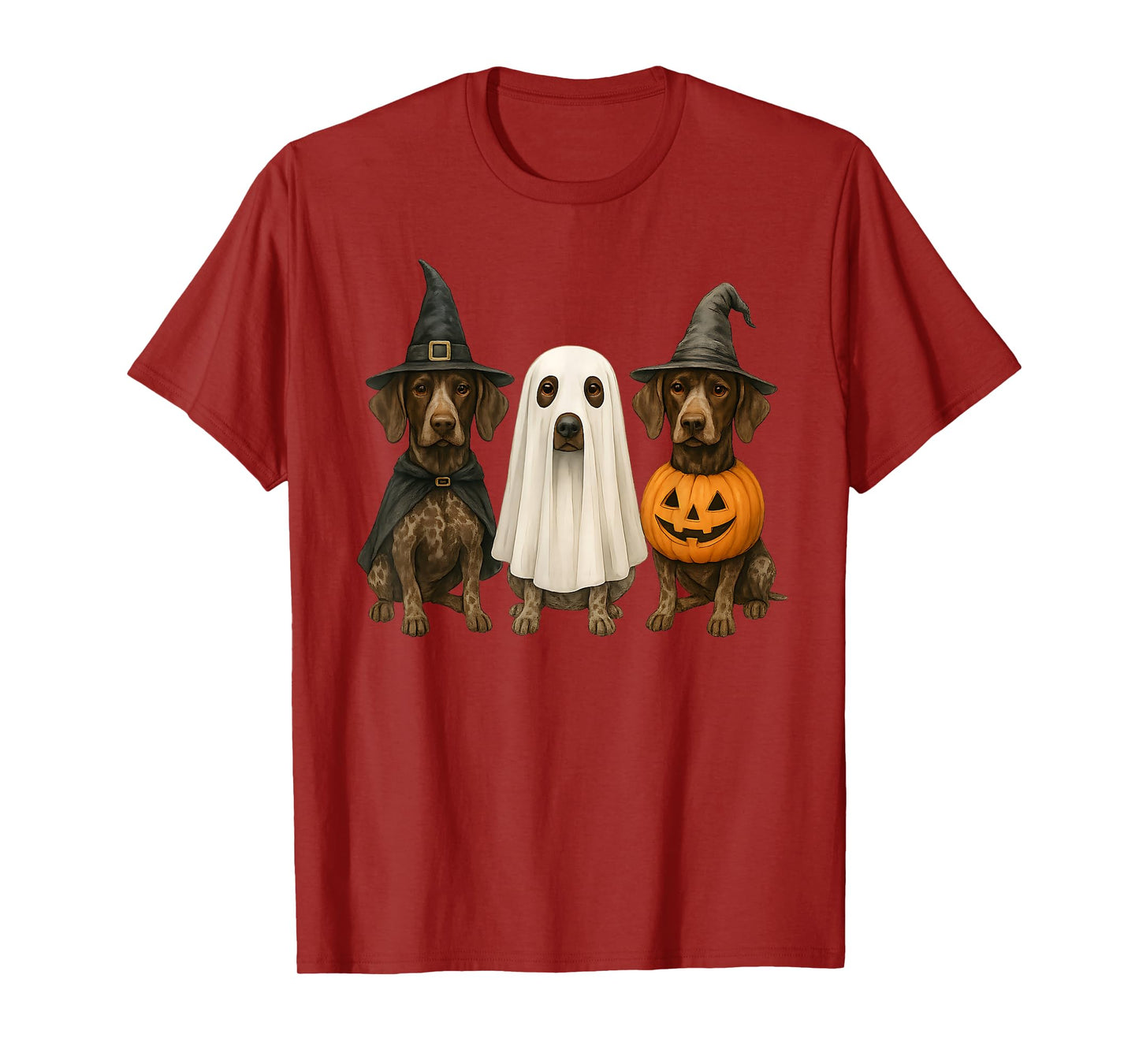 German Shorthaired Pointer Halloween Dog Witch Ghost Pumpkin T-Shirt