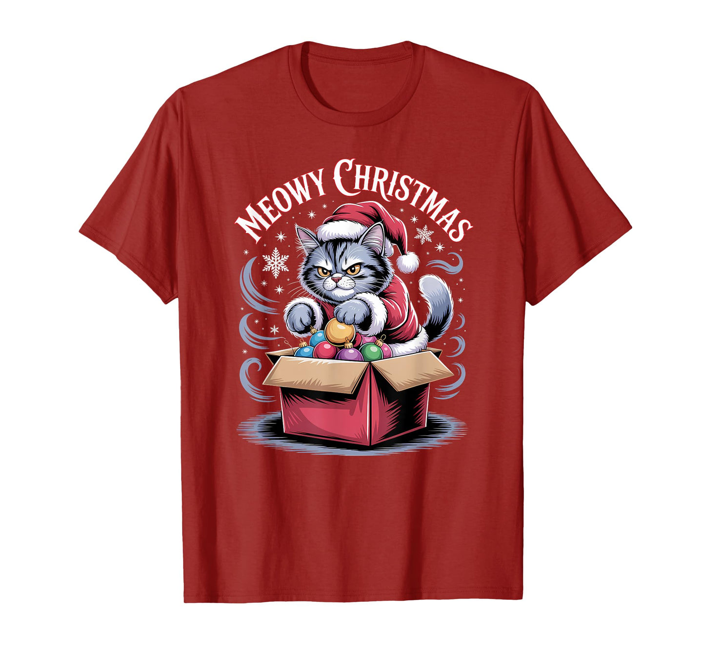 Meowy Christmas Funny Holiday Cat Pun T-Shirt