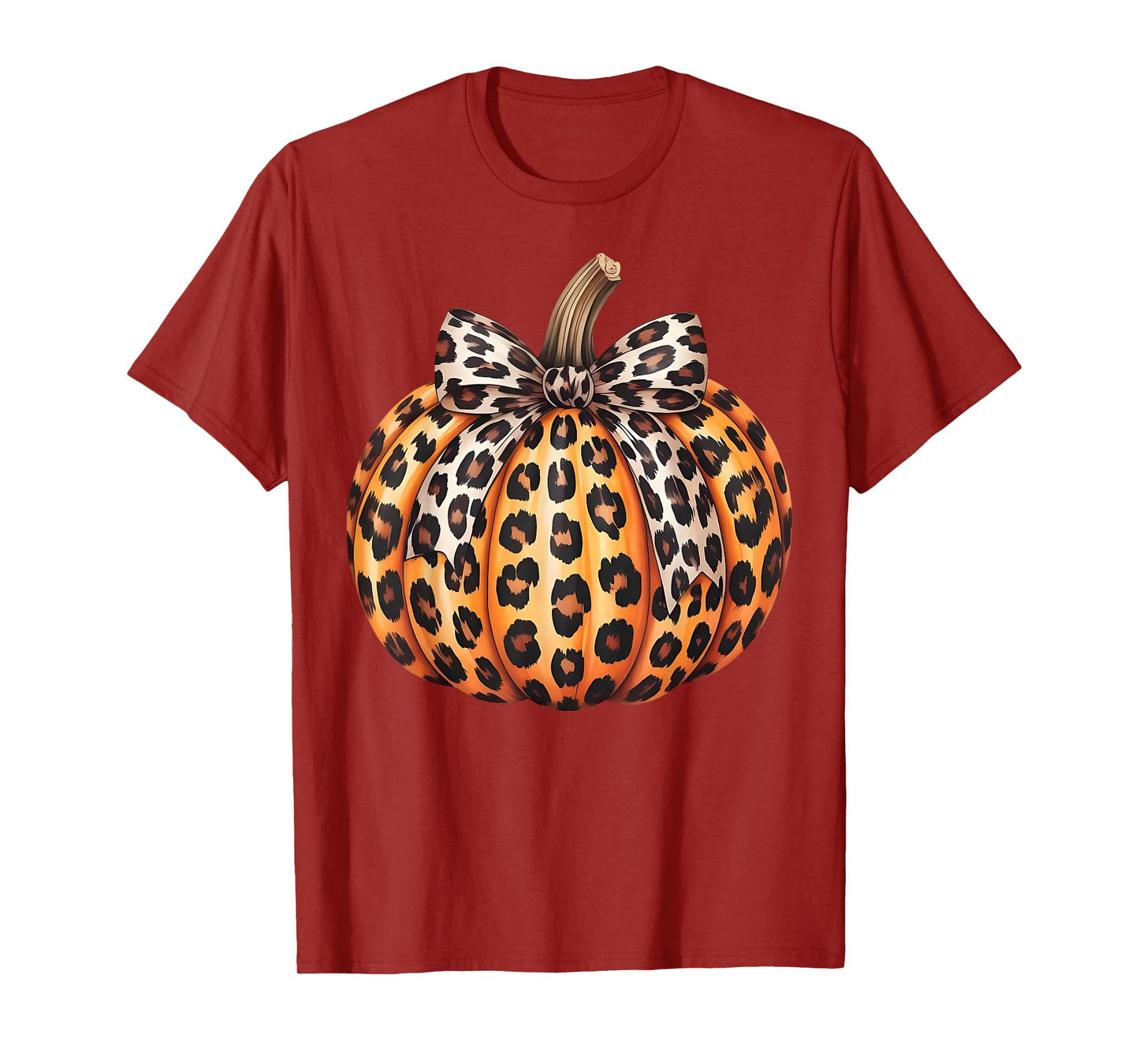 Coquette Bow Leopard Pumpkin Thanksgiving Rustic Fall Women T-Shirt