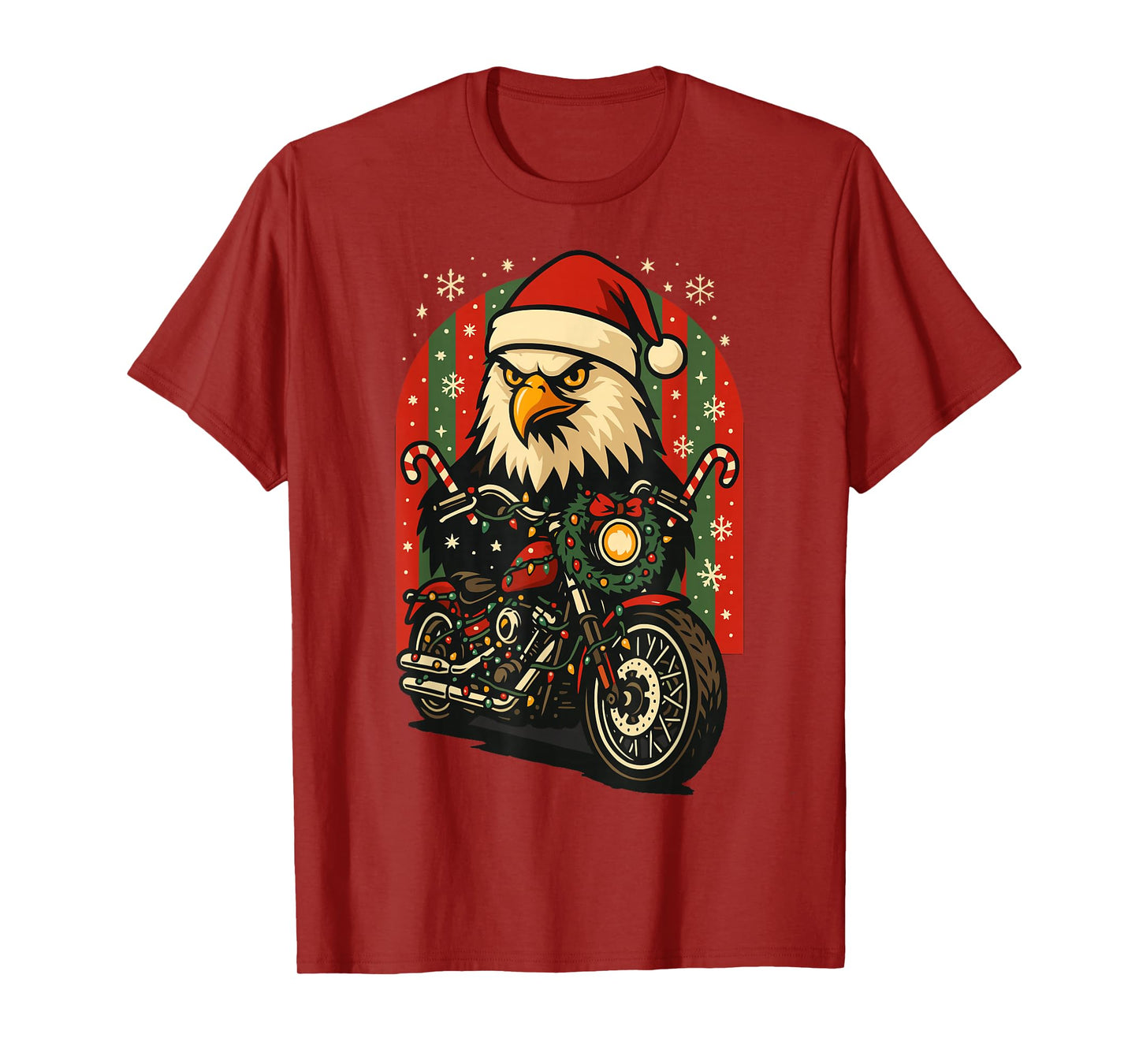 Christmas Eagle Motorcycle Rider Design T-Shirt