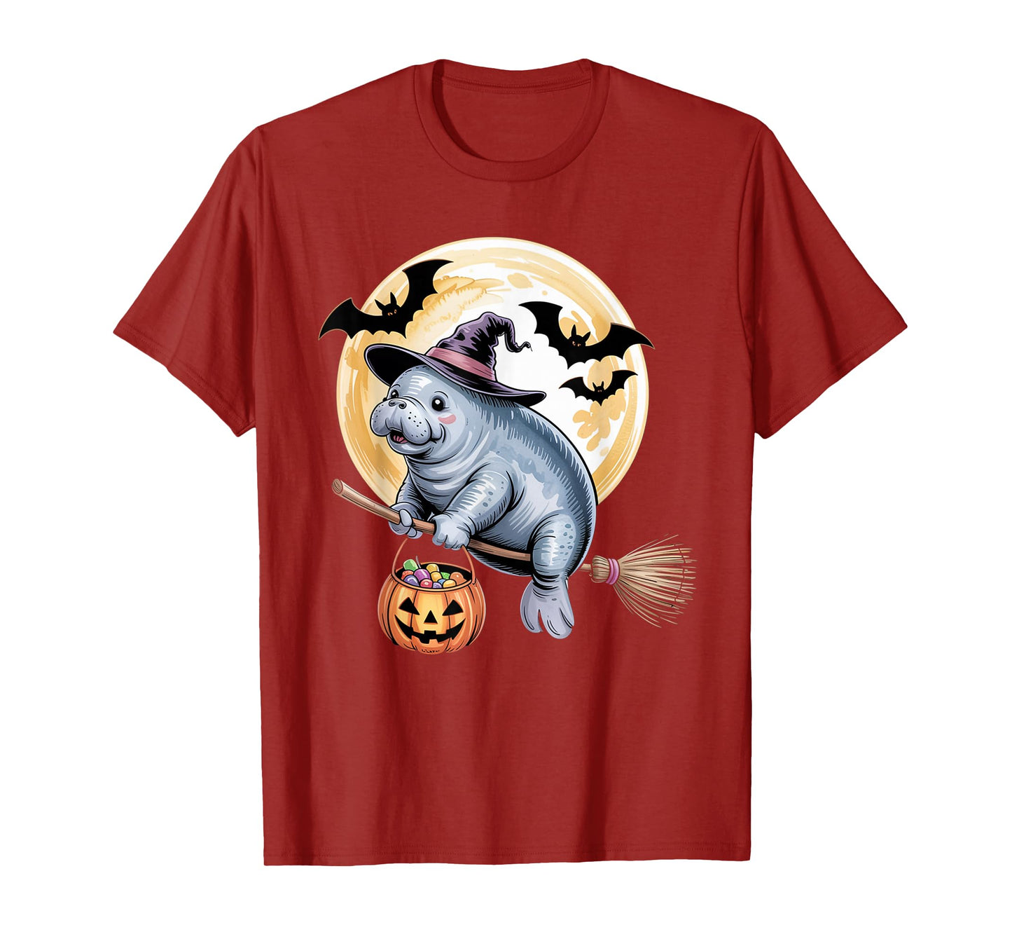 Manatee Witch Hat Funny Sea Cow Halloween Costume Men Women T-Shirt