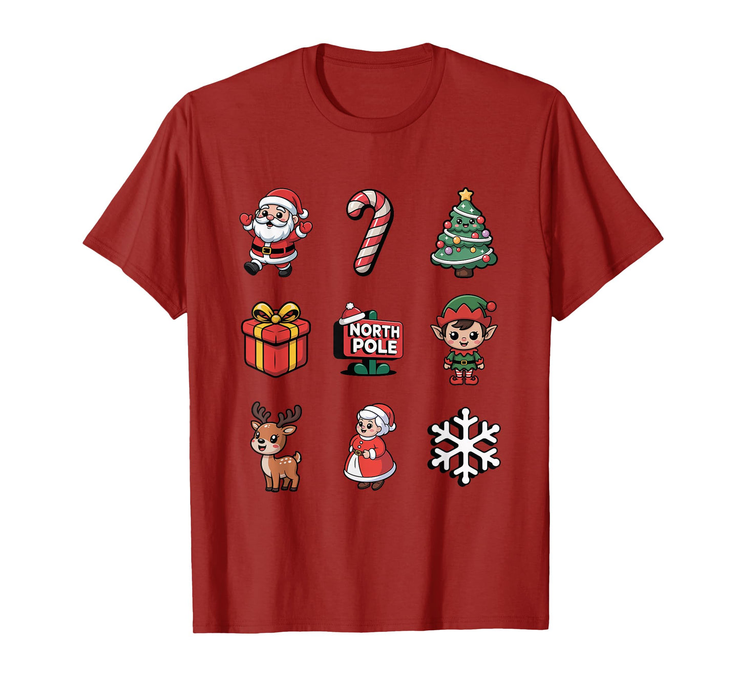 Cute Elf Santa Reindeer Candy Cane Christmas T-Shirt