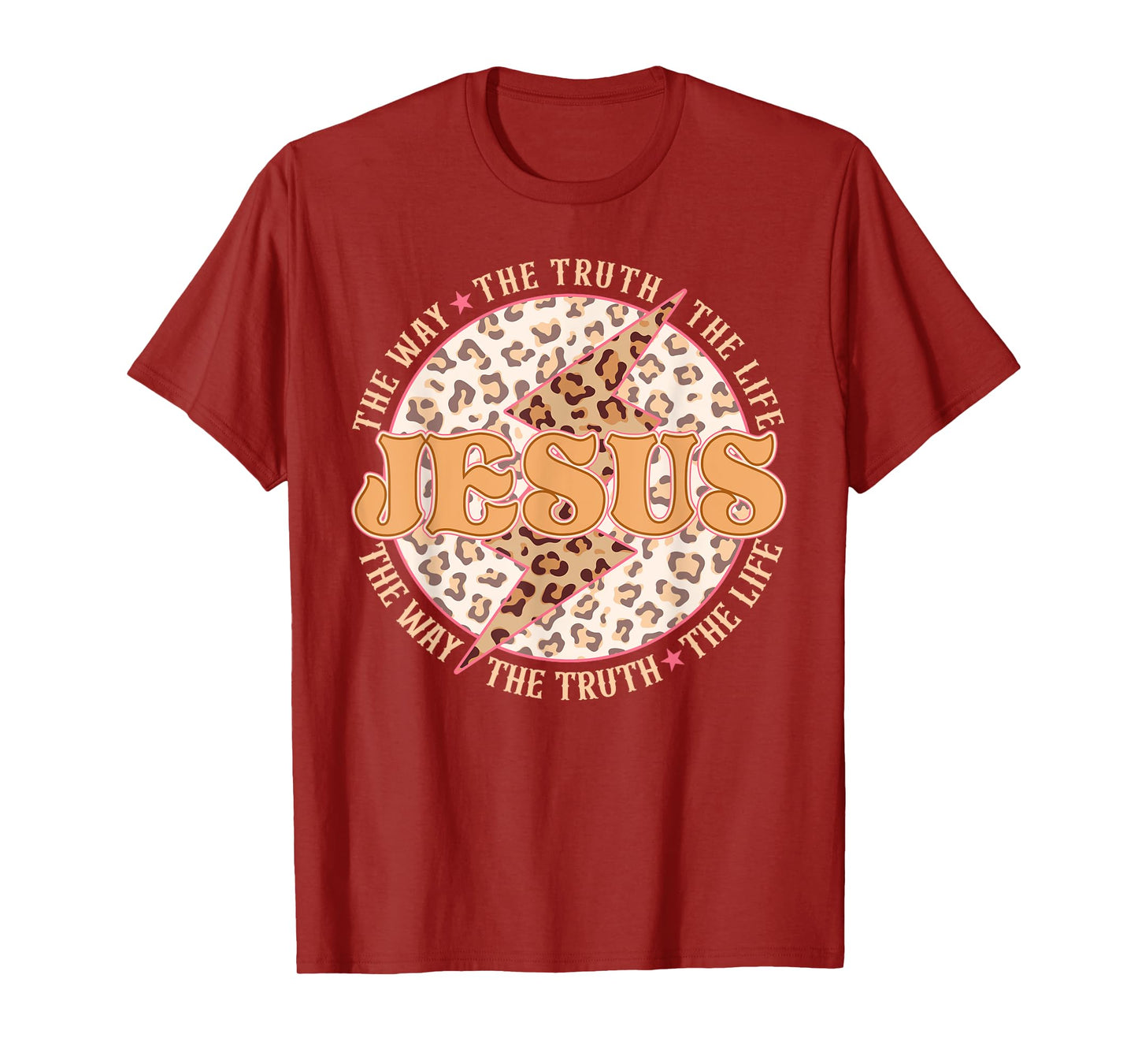Jesus The Way Truth Retro Groovy Lightning Leopard Women Men T-Shirt