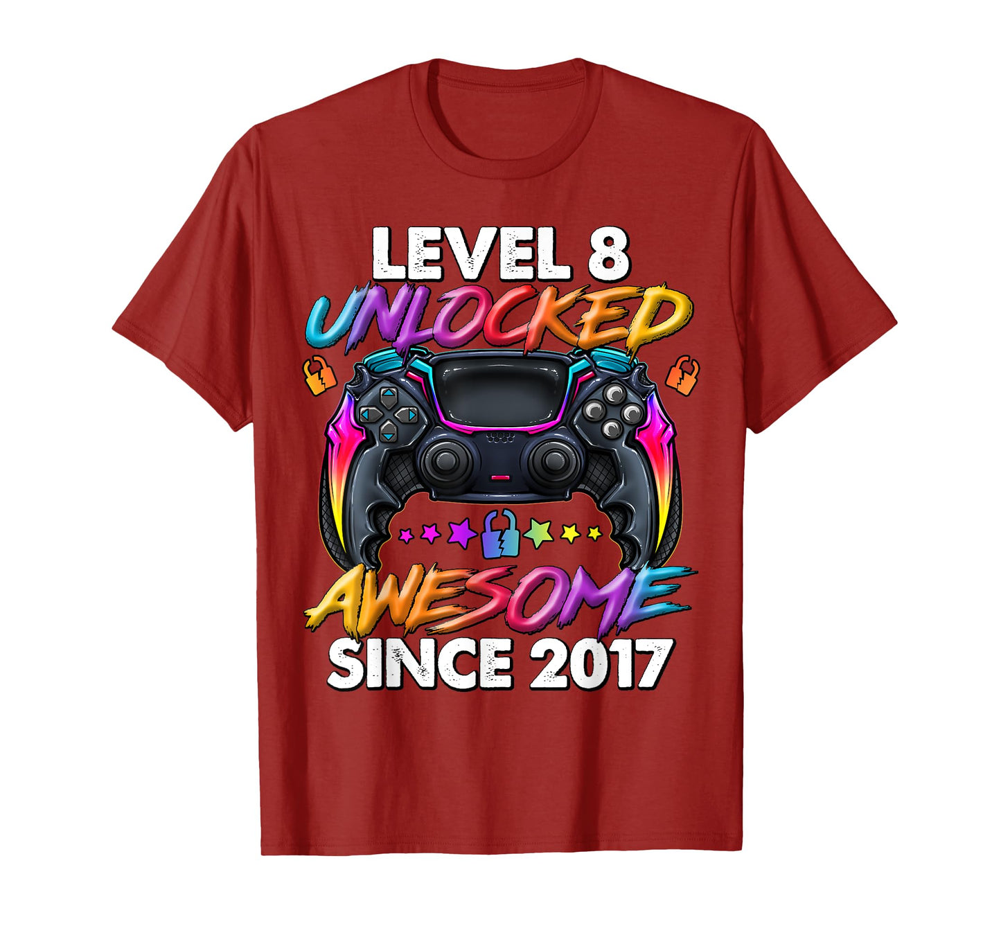 Level 8 Unlocked 8 Year Old Gifts Boys 8th Birthday Boy T-Shirt