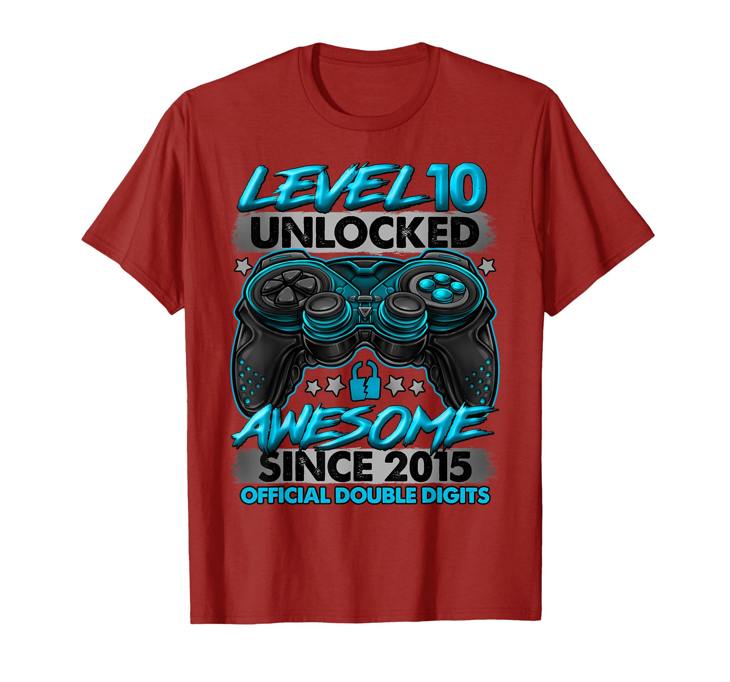 Official Double Digits Level 10 Unlocked 10th Birthday Boy T-Shirt