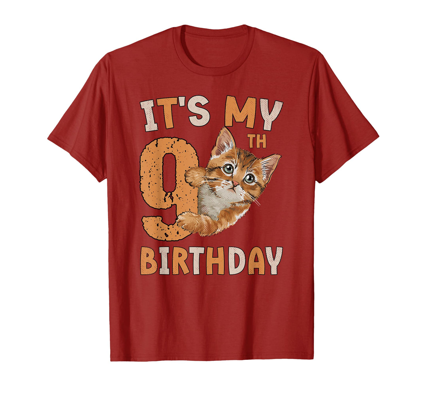 It's My 9th Birthday Cat Lover 9 Years Old Birthday Vintage T-Shirt for Men Women Girls Kids