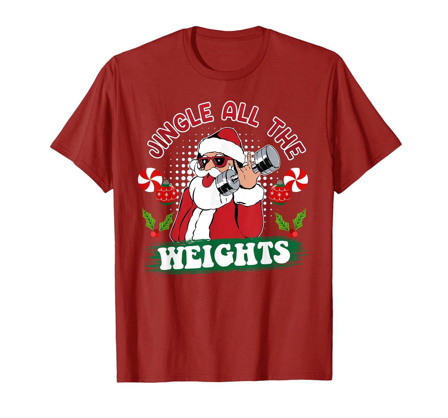 Santa Claus Jingle All The Weights Funny Gym T-Shirt