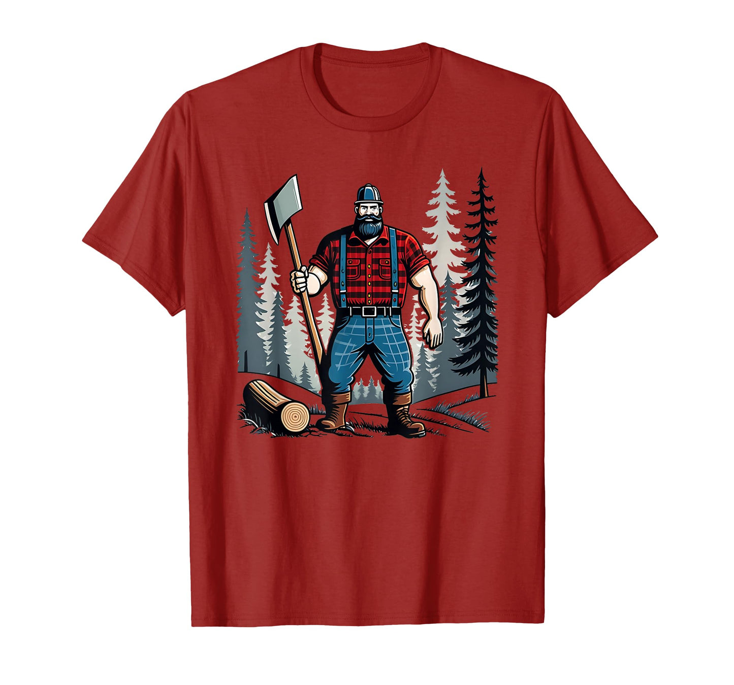 American Lumberjack Folk Hero Paul Bunyan Chopping Wood in The Forest Unisex T-Shirt