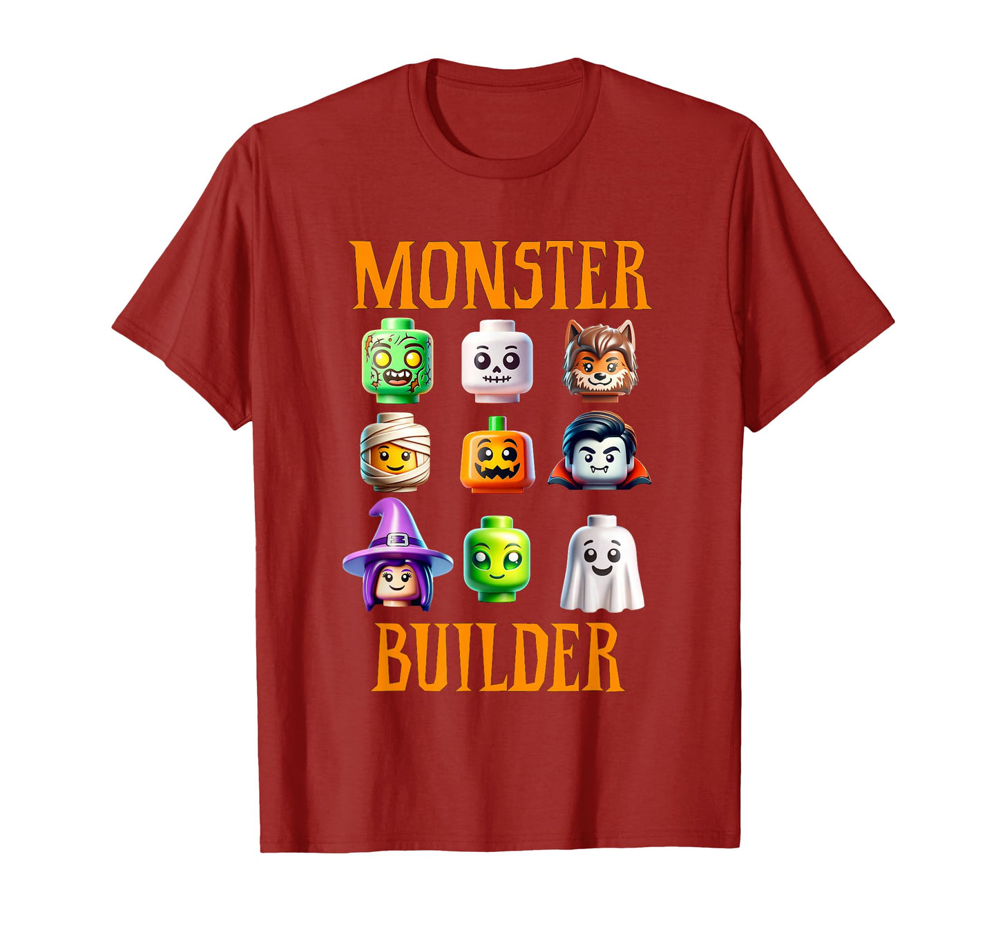 Halloween Buillding Brick Head Monster Builder Boys Kids T-Shirt