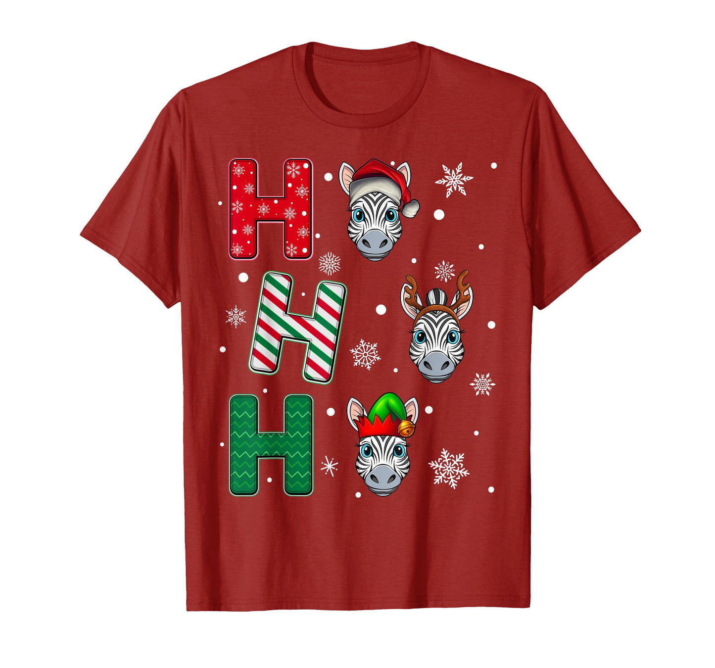 Ho Ho Ho Zebra Animal Matching Santa Elf Xmas T-Shirt