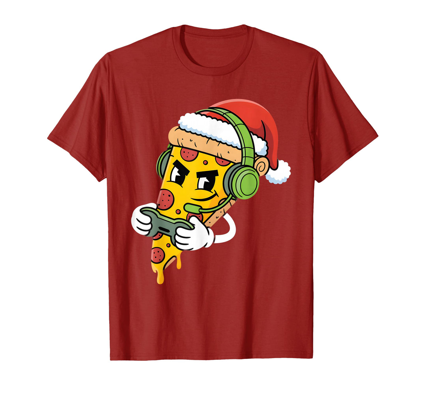 Funny Gamer Pizza Christmas Video Game Kids Men Boys Gaming T-Shirt