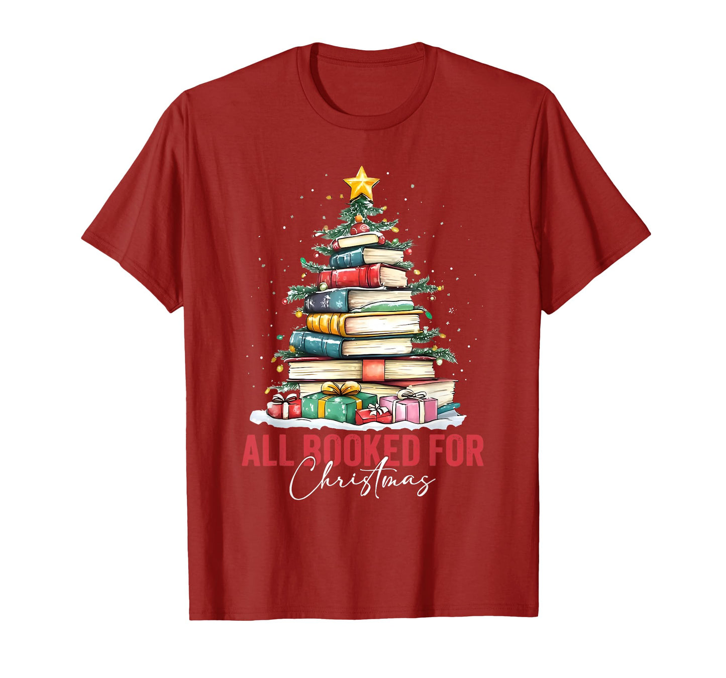 All Booked for Christmas Xmas Tree Teacher Holiday Pajamas T-Shirt