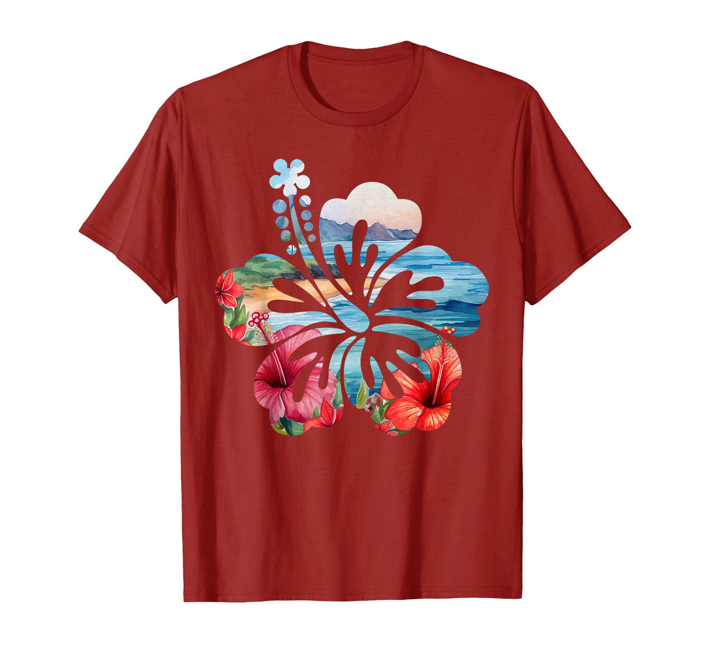 Vintage Hibiscus Flower Beach Summer Aloha Hawaiian Vacation T-Shirt