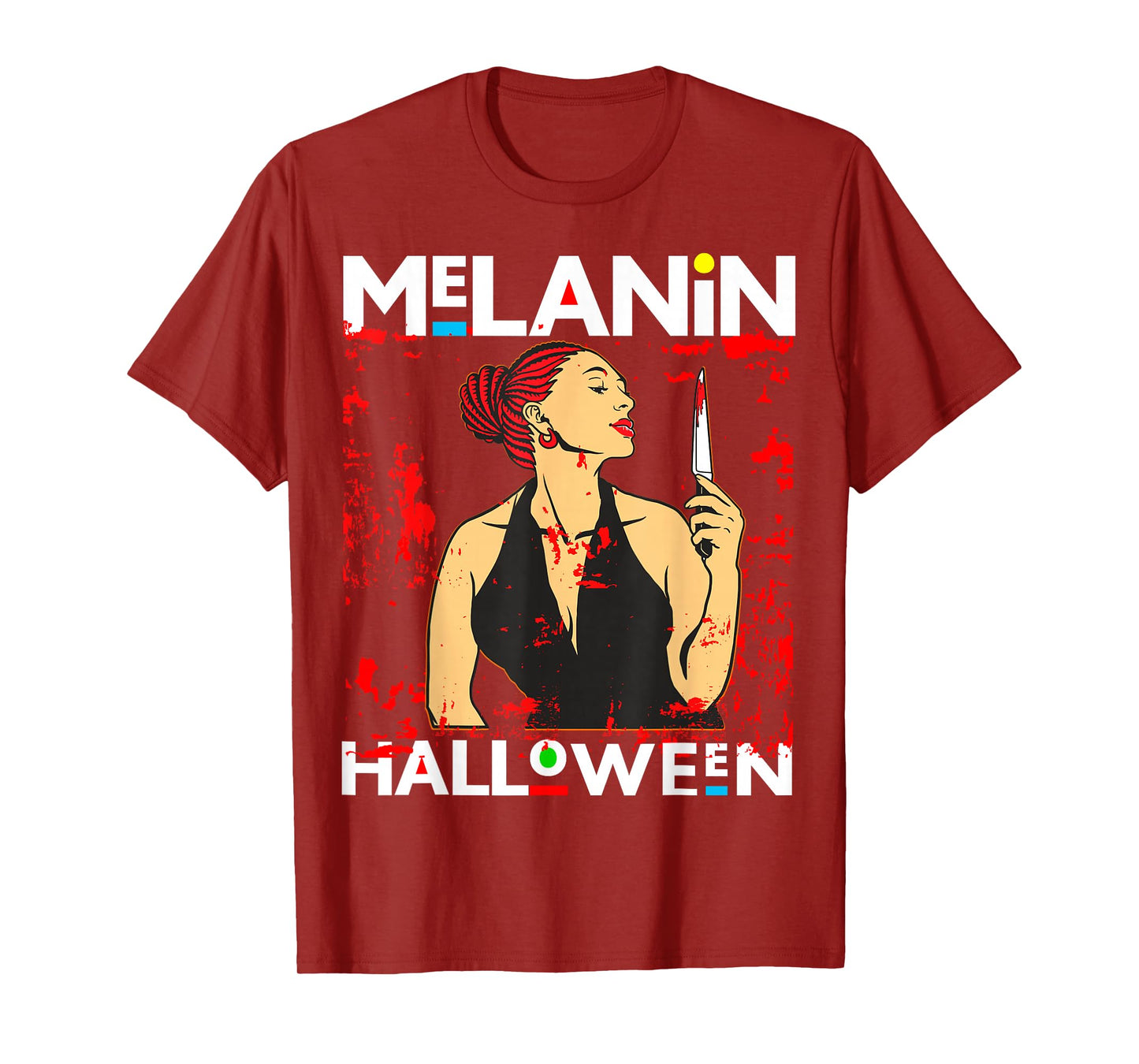 Funny Melanin Halloween Black Girl Magic Scary Blood Costume T-Shirt