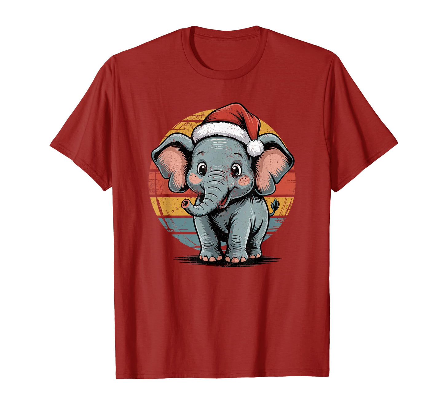 Elephant Santa Hat Christmas Vintage Animal Lovers Holiday T-Shirt