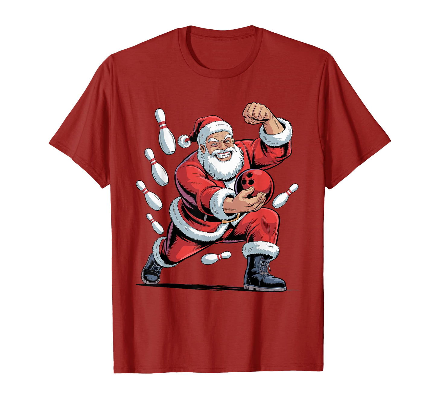 Santa Playing Bowling Funny Holiday Christmas Xmas Pajama T-Shirt
