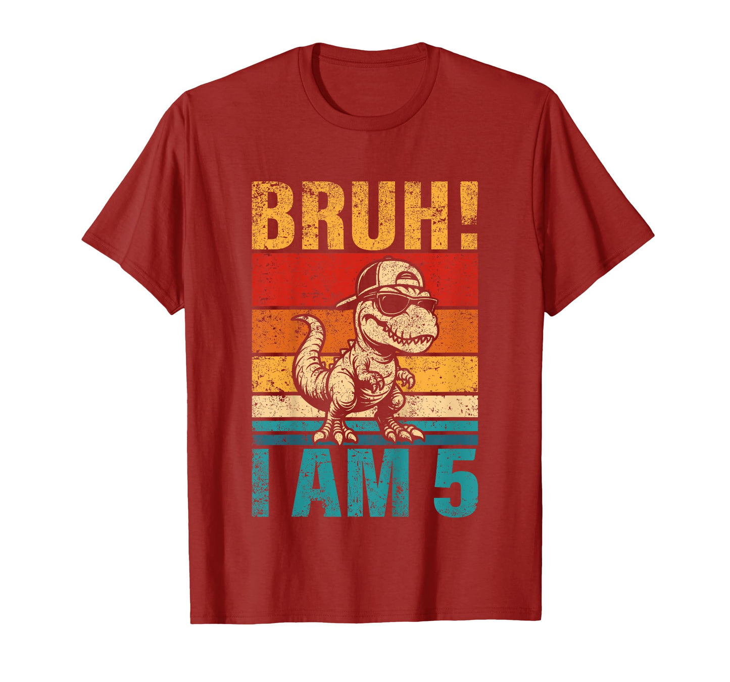 Kids 5 Year Old Birthday Boy Dinosaur Bruh It's My 5th Birthday T-Shirt
