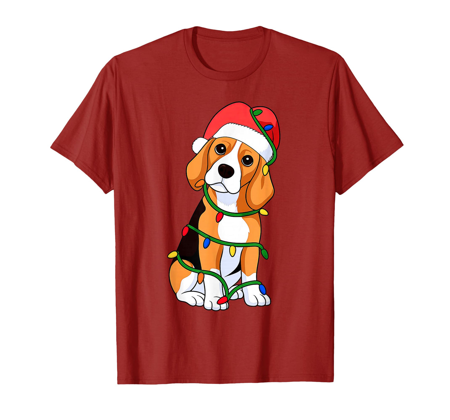 Beagle Christmas Tree Lights Holiday Dog Lover T-Shirt