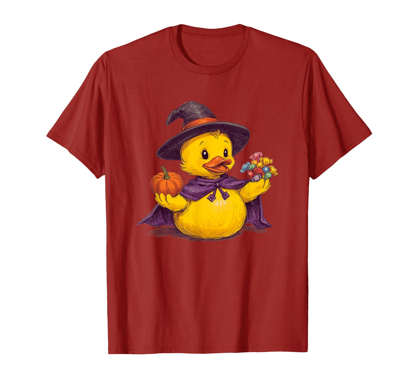 Cruise Duck Witch Halloween Pumpkin Candy Hat and Cape Fun T-Shirt