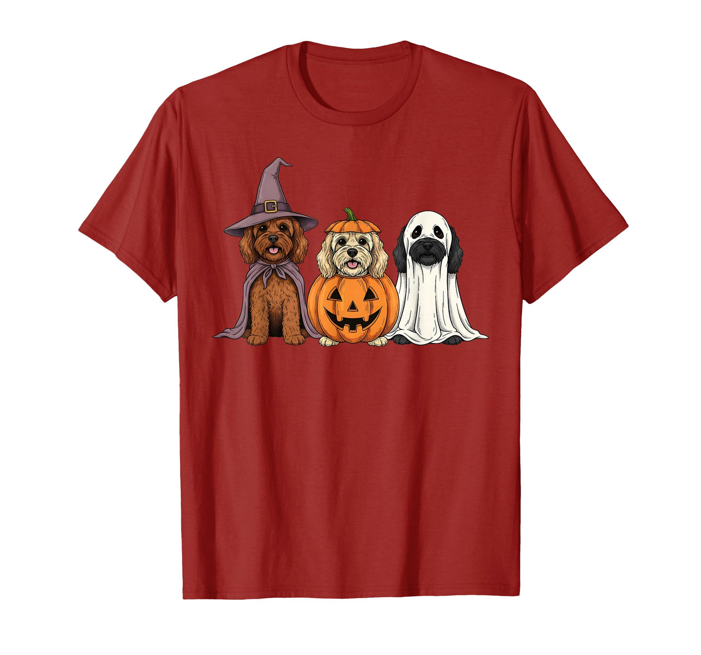 Spooky Ghost Cockapoo Pumpkin Halloween Doodle Dog Lover T-Shirt