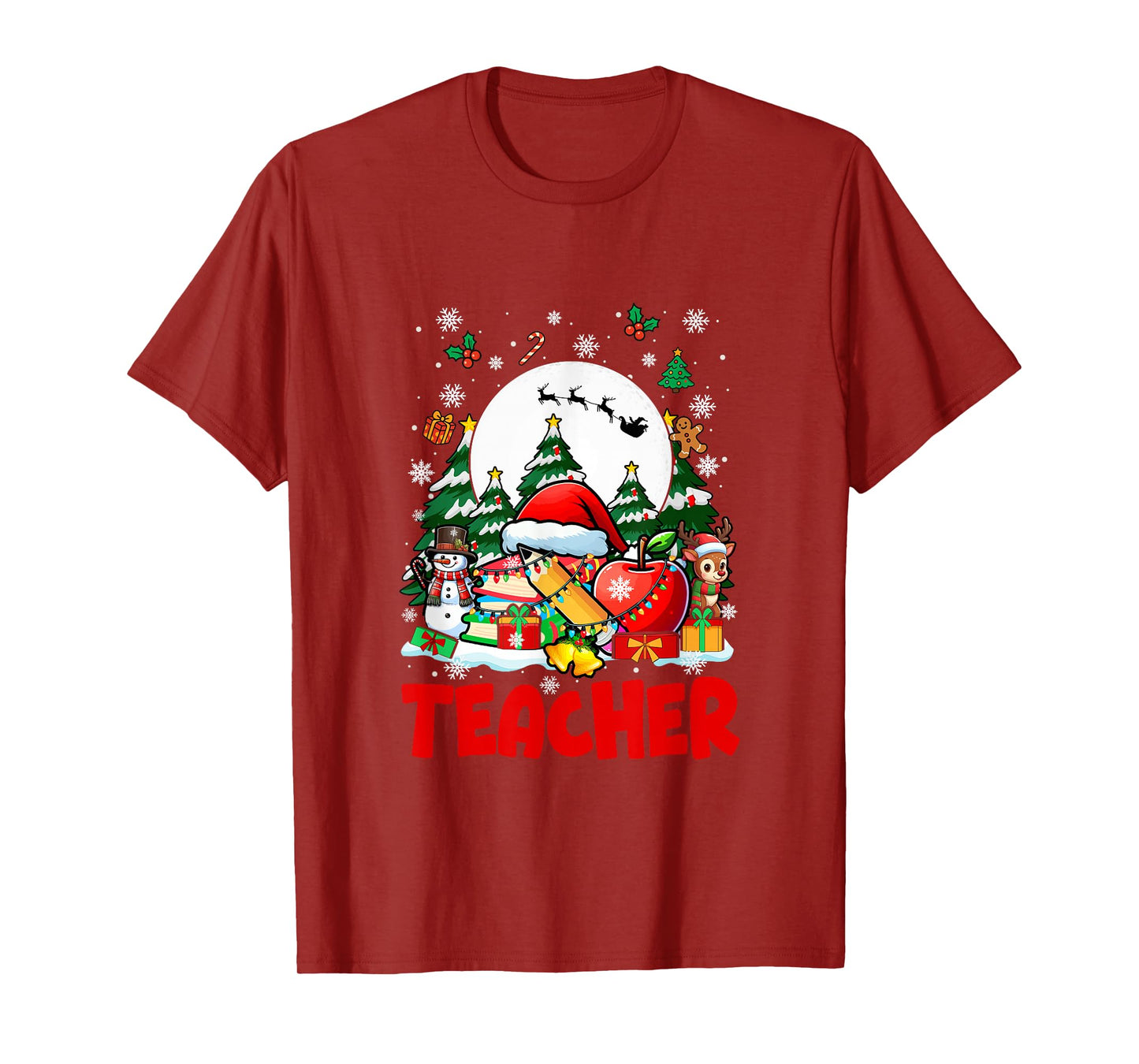 Teacher Job Tools Santa Snowmen Reindeer Christmas Trees T-Shirt