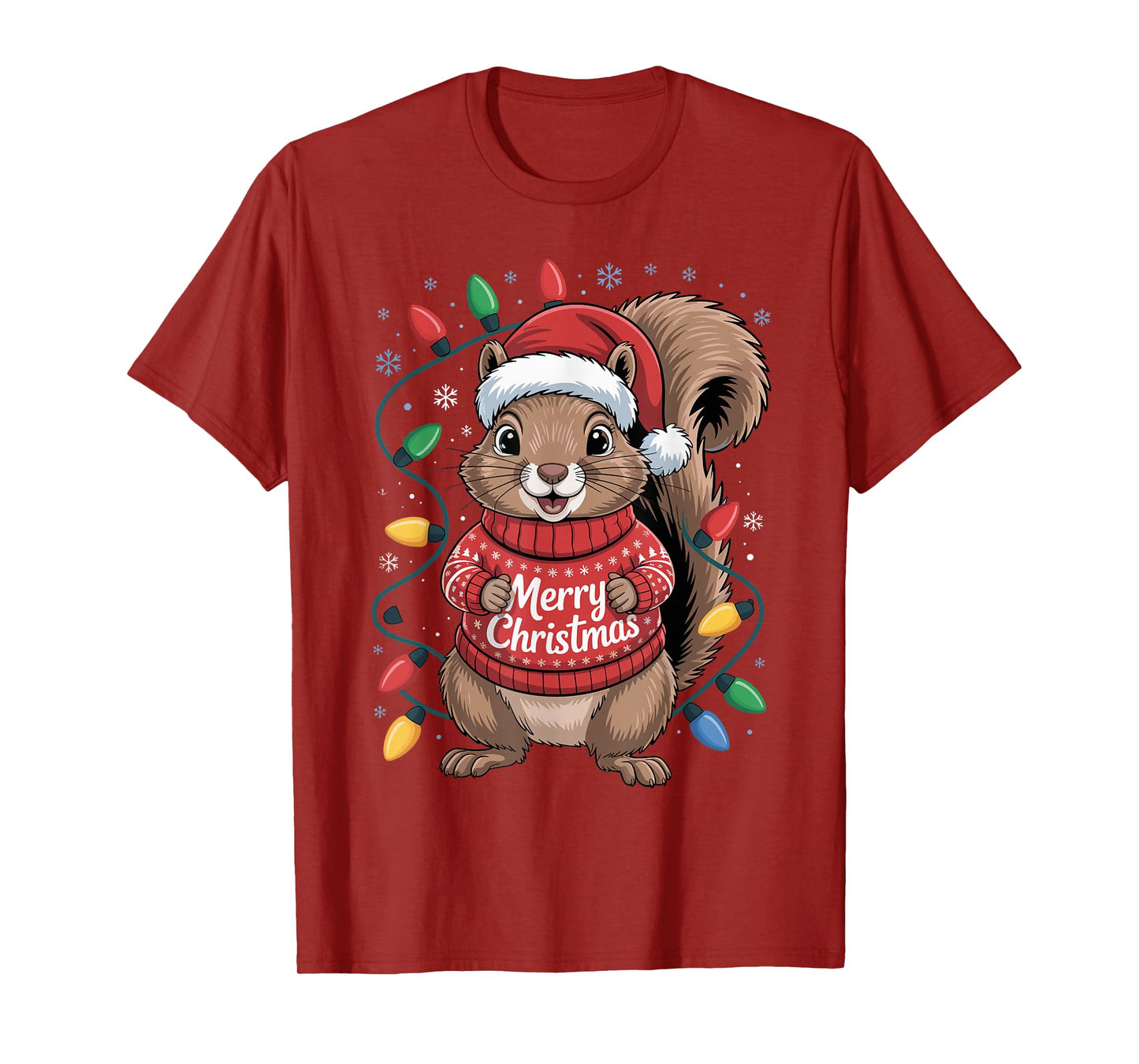 Merry Christmas Rock Squirrel Festive Holiday Cheer Funny T-Shirt