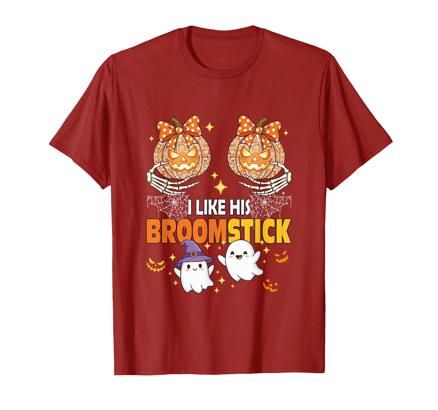 I Like His Broomstick Halloween Couple Boos Carved Pumpkin T-Shirt