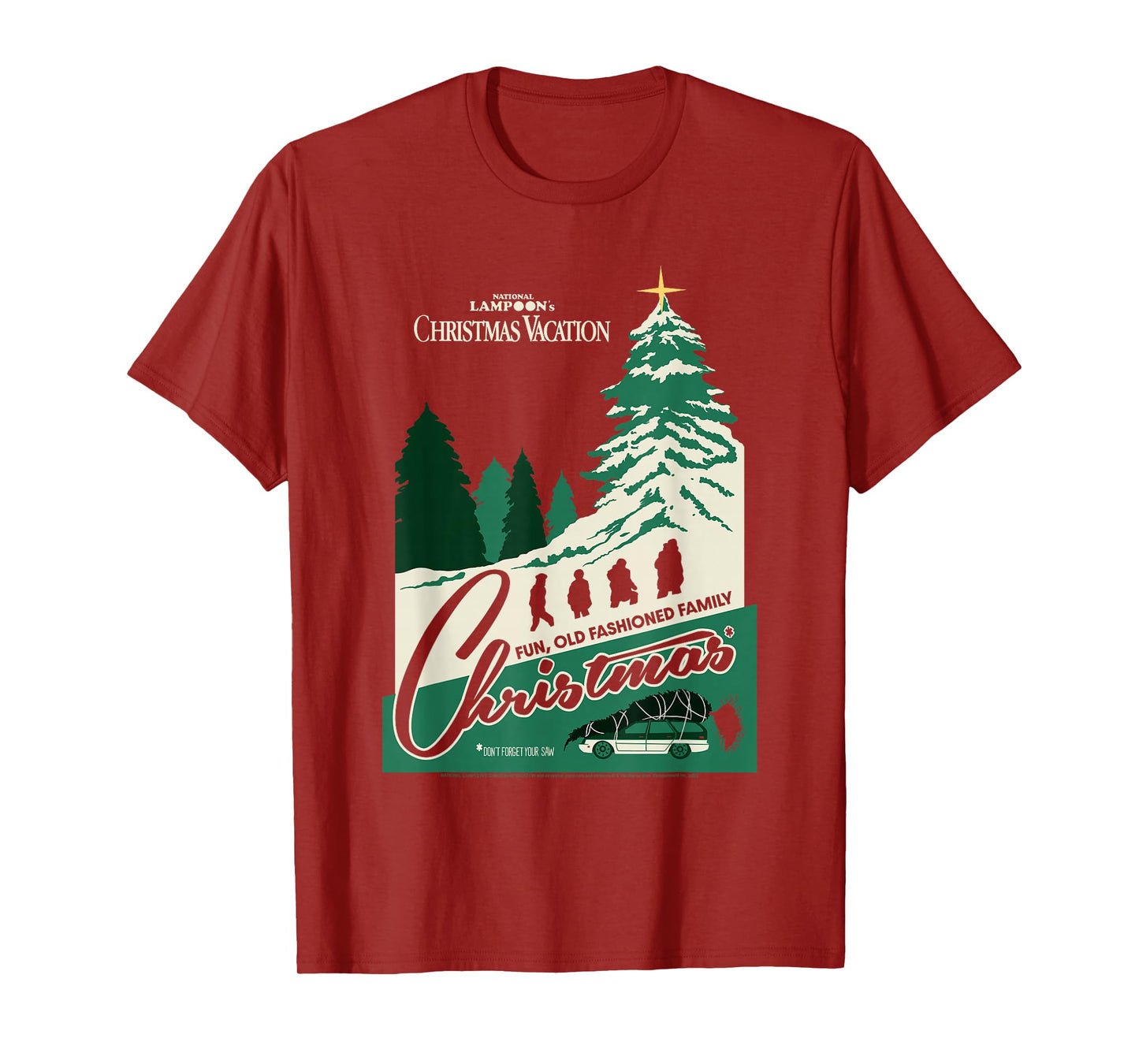 Christmas Vacation Fun Old Fashioned Postcard Holiday Movie T-Shirt