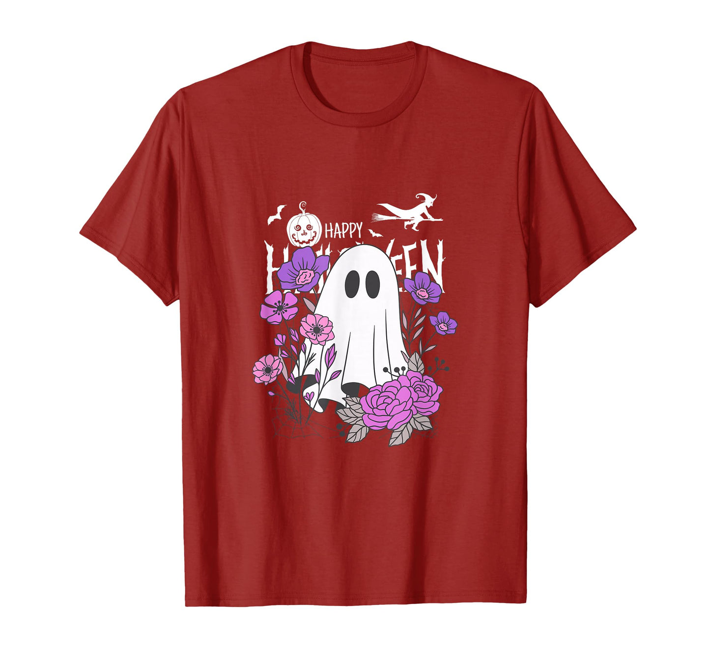 Spooky Season Cute Ghost Halloween Flowers T-Shirt