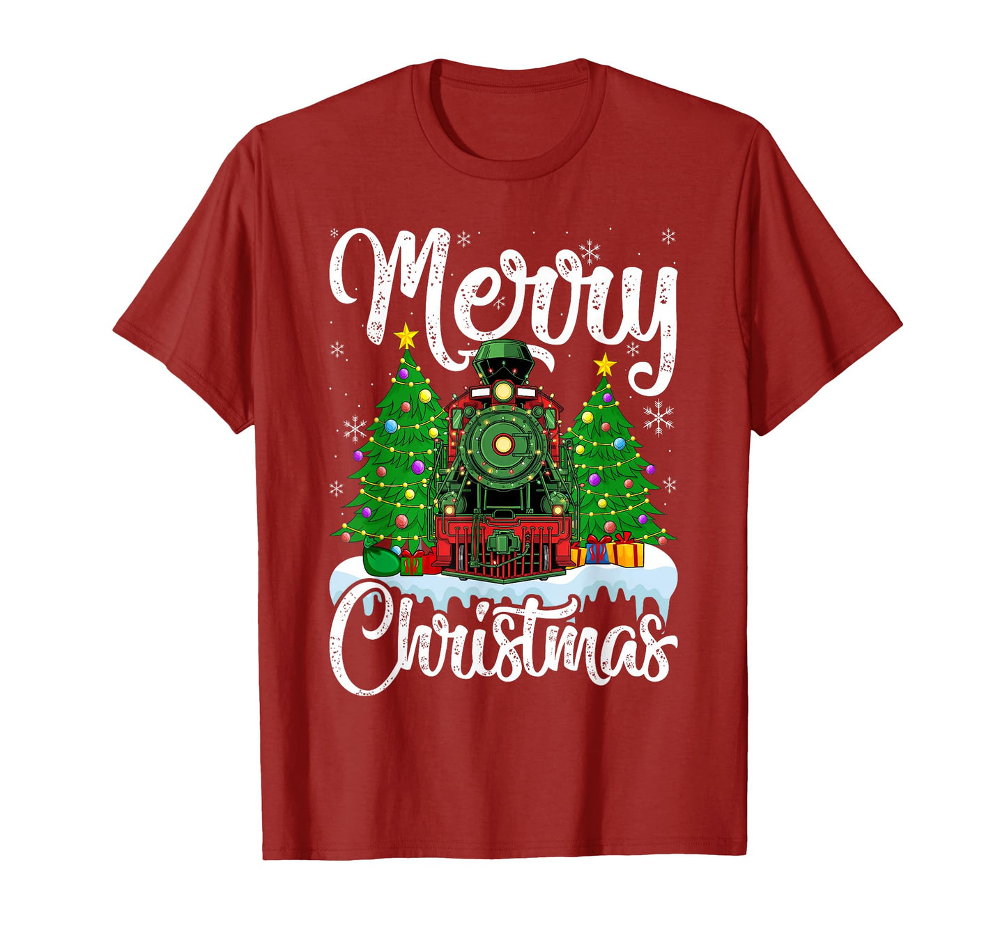 Funny Lover Xmas Lighting Santa Train Christmas T-Shirt