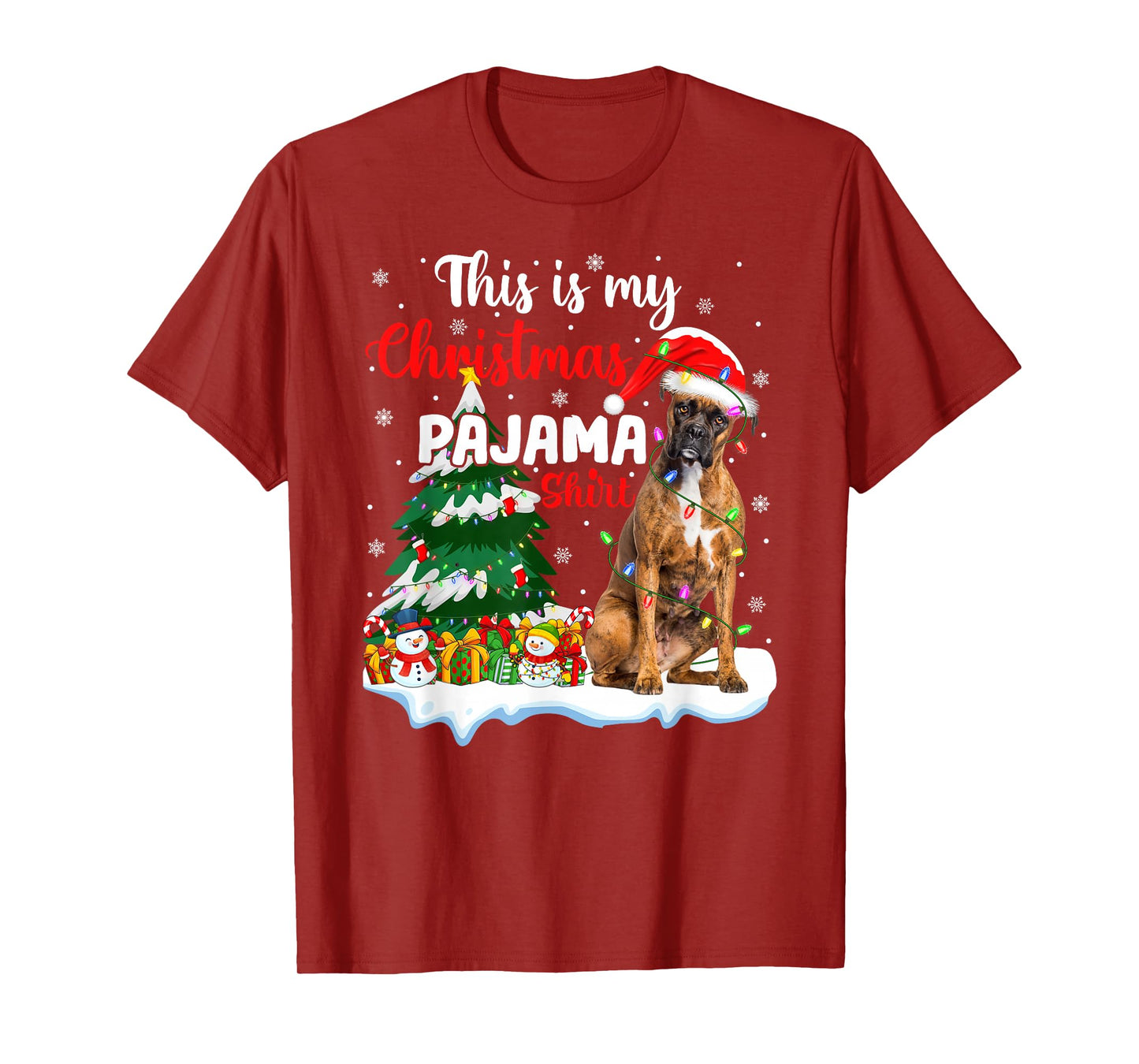 Boxer Dog Christmas Tree Lights This is My Christmas Pajamas T-Shirt