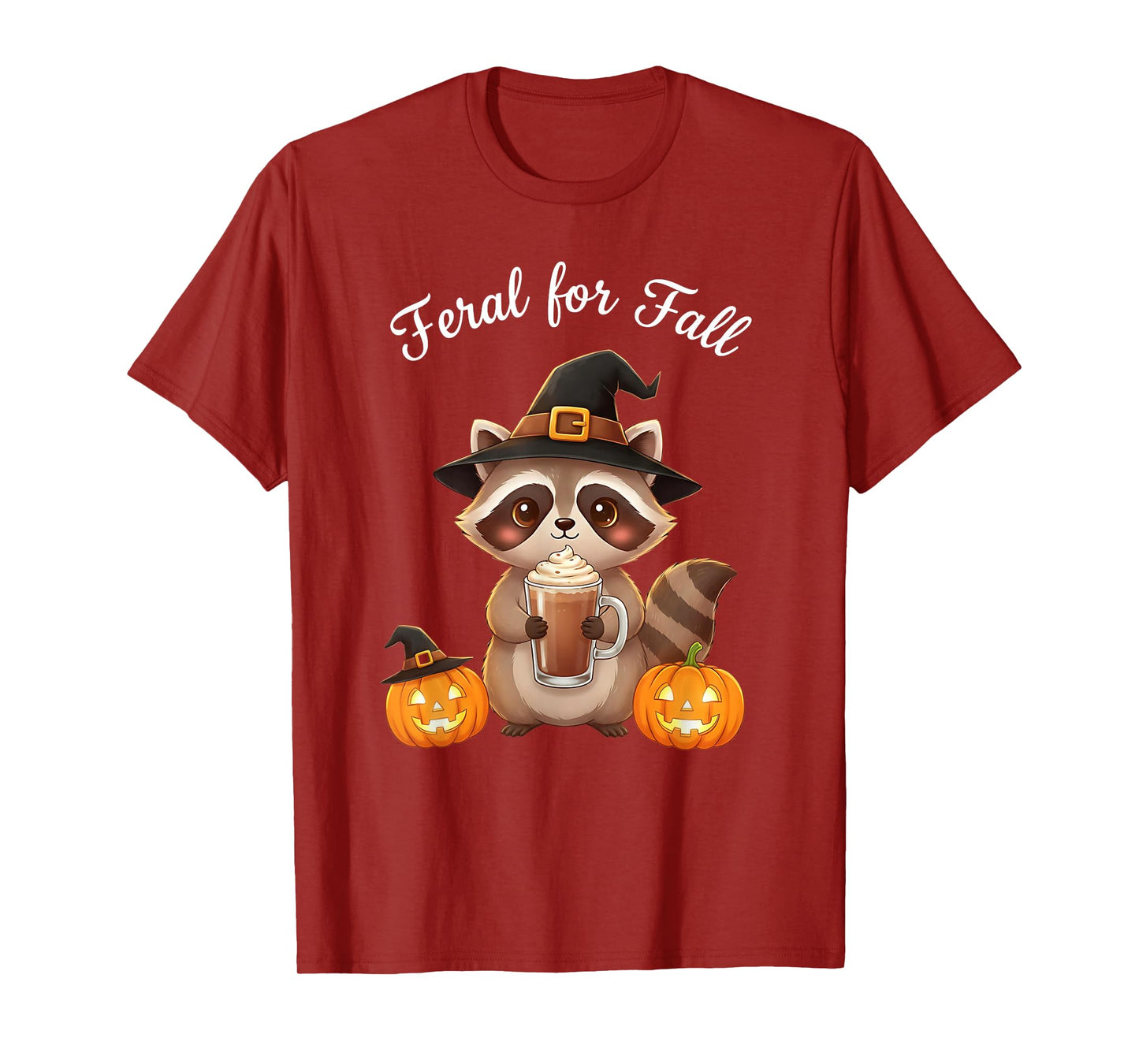Feral for Fall Cute Raccoon Pumpkin Spice Autumn Halloween T-Shirt