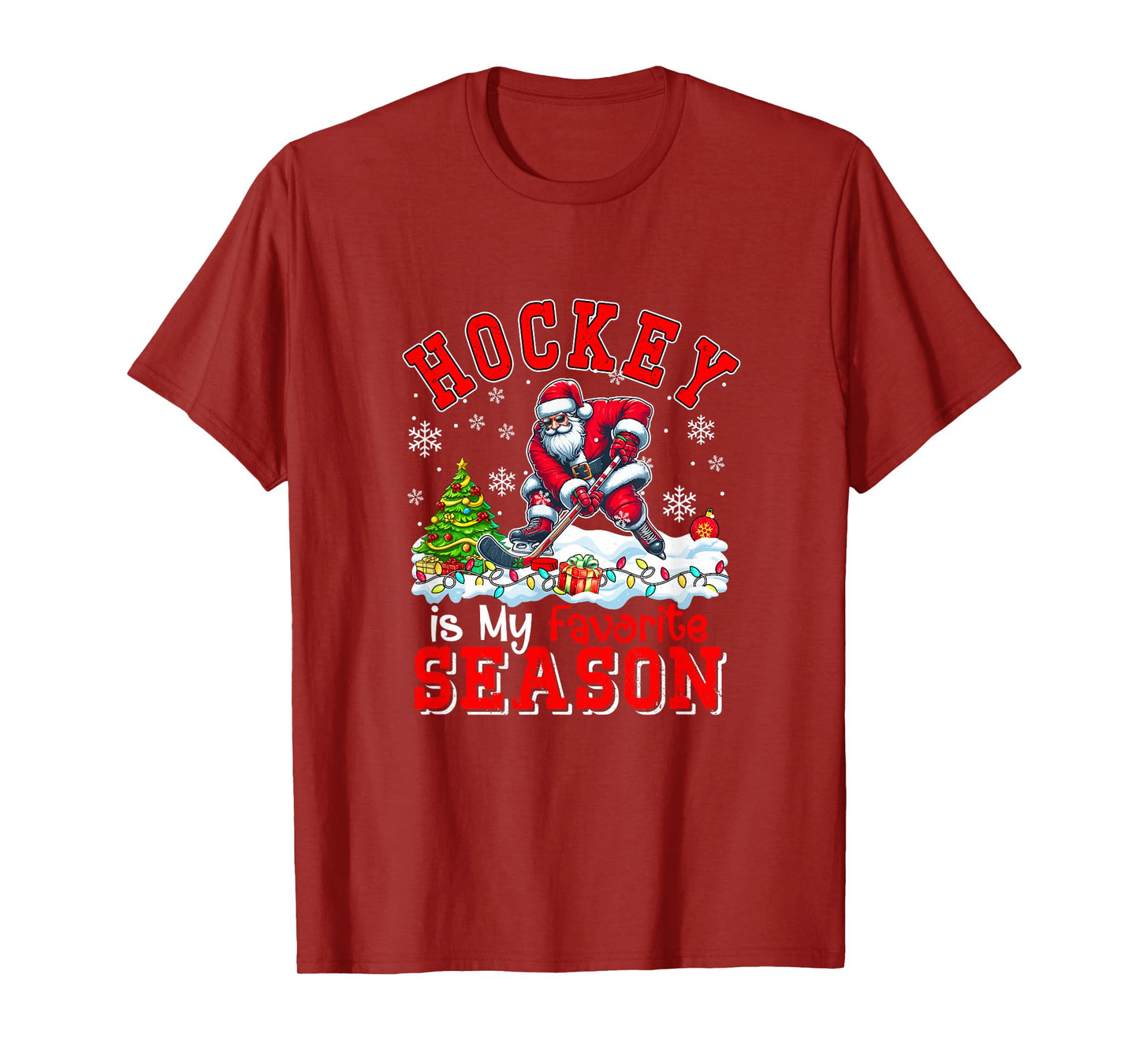 Hockey is Favorite Season Costume Player Christmas Santa T-Shirt