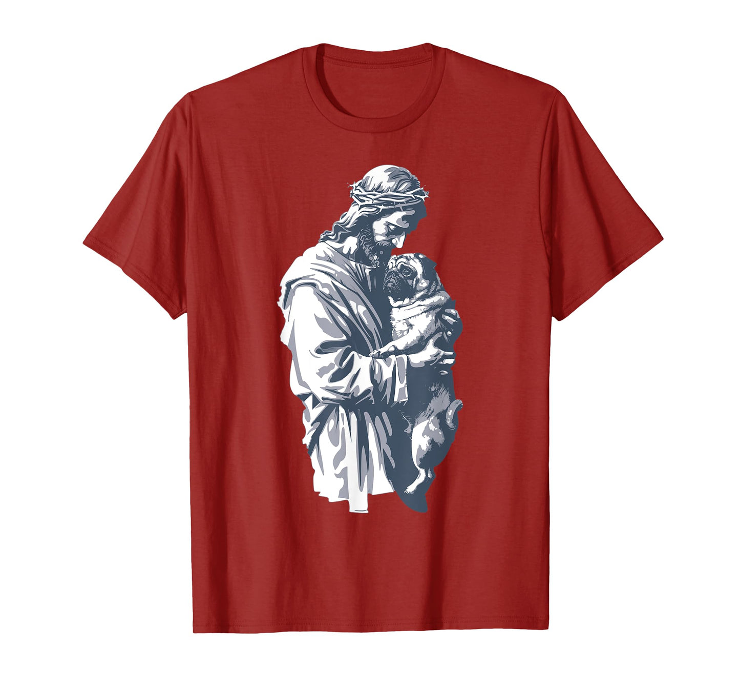 Funny Vintage Jesus Holding Cute Pug Retro 90s Christian T-Shirt