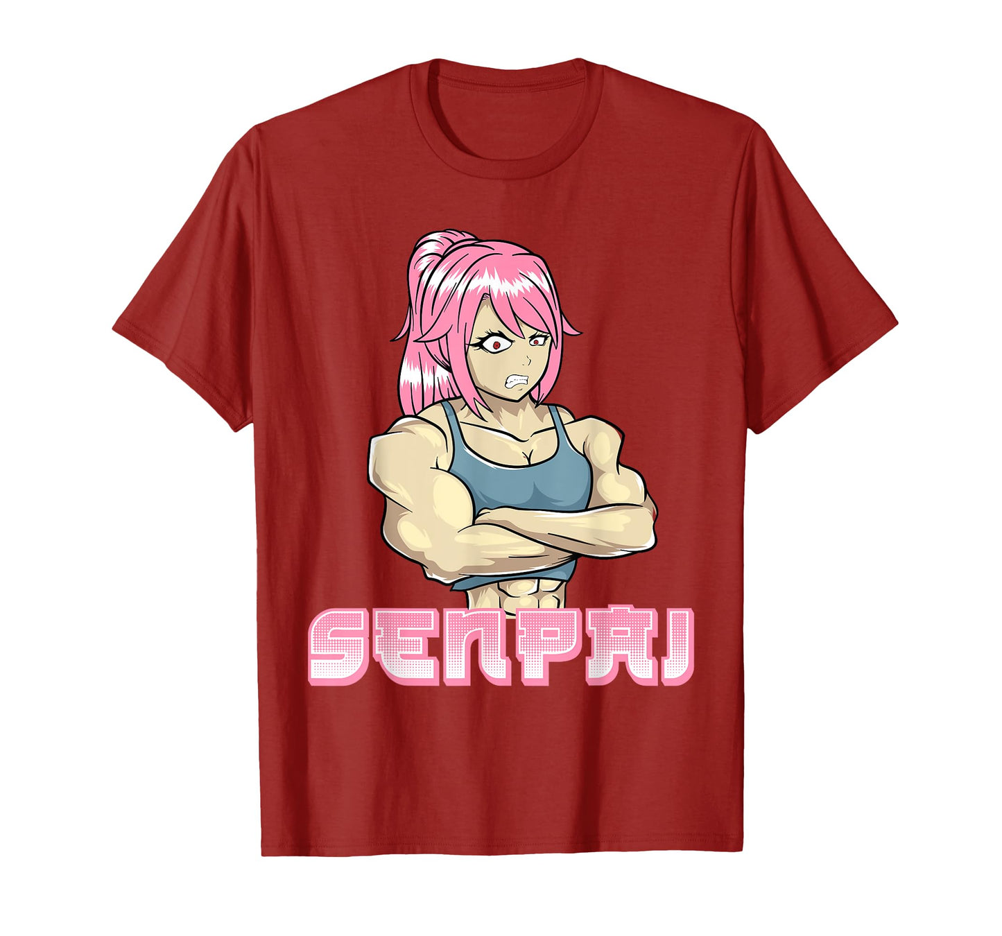 Senpai Muscle Muscular Girl Gym Workout Manga Japanese Anime T-Shirt